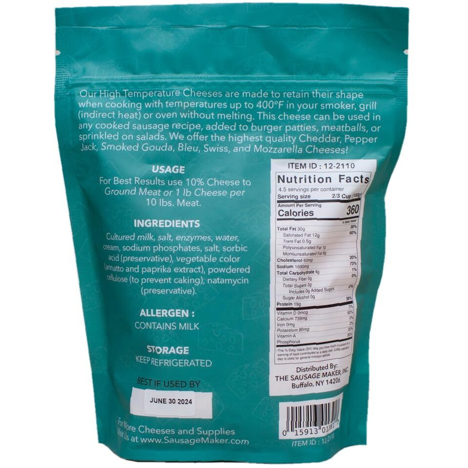 High Temperature Cheddar Cheese For Sausage Making -1 Lb. -  Inch Diced Cubes