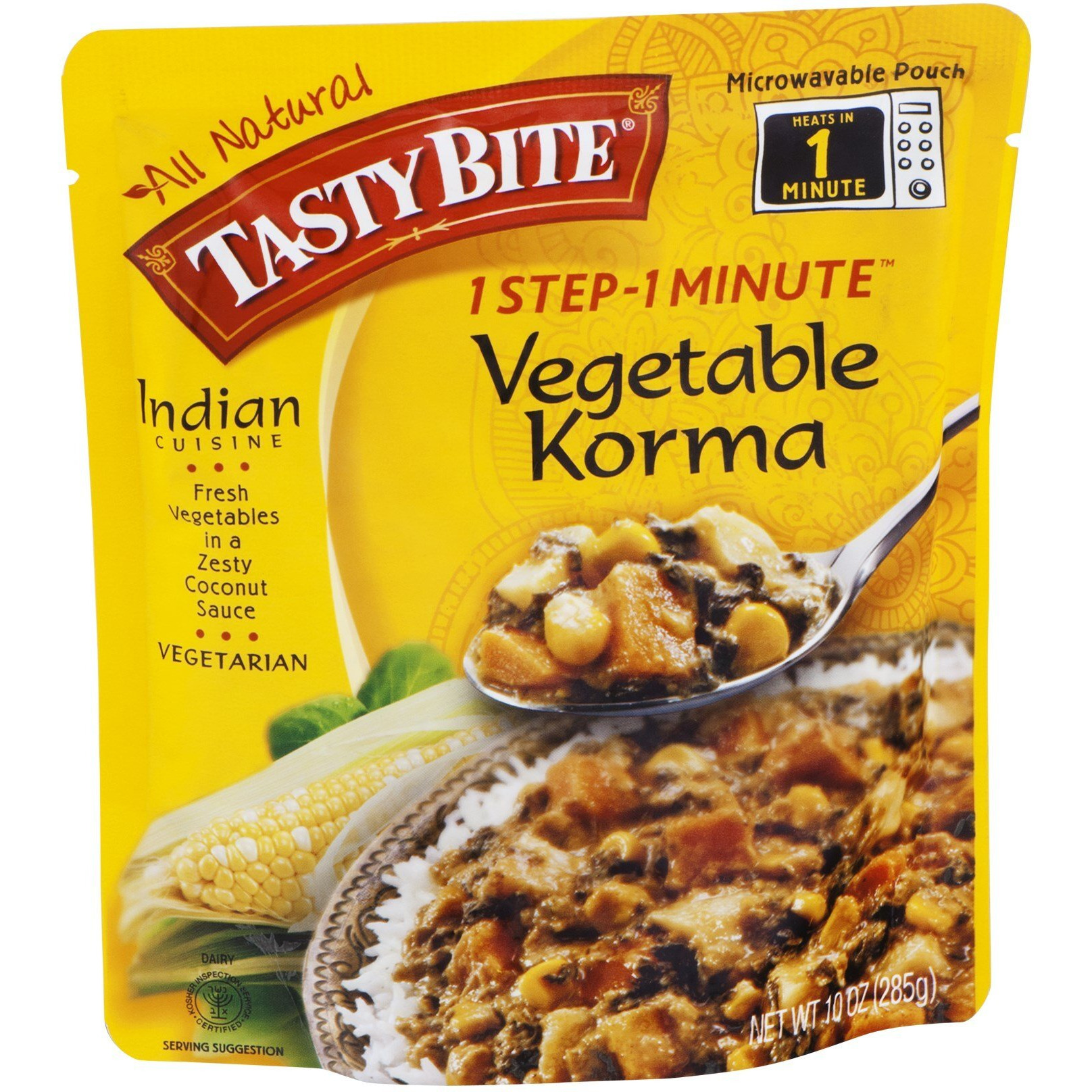 Tasty Bite Vegetable Korma, 10 Ounce, Pack Of 6, Ready To Eat, Microwavable Entr  E With Sweet & Savory Coconut Sauce