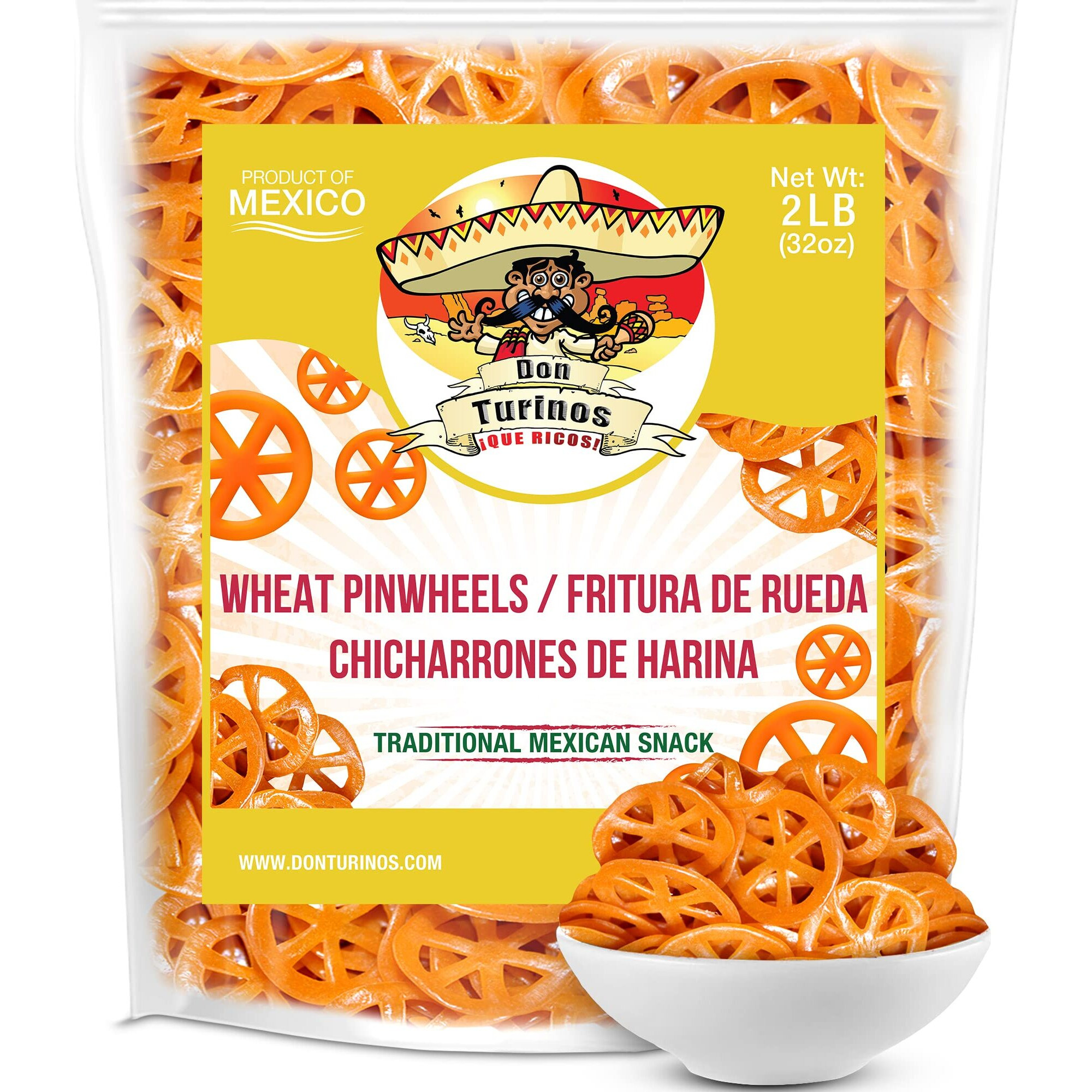 Duritos Wheels Snacks, 2 Lb Bag, Natural Crunchy And Puffy Wheat Pasta Pinwheels, Mexican Chicharrons De Harina. By Don Turinos
