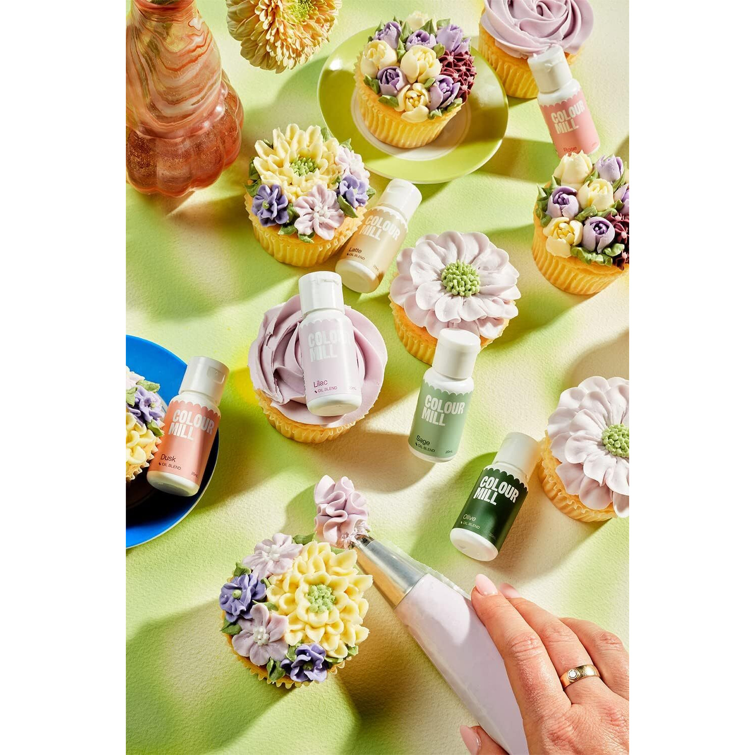 Colour Mill Botanical Oil-Based Food Coloring, 20 Milliliters Each Of 6 Colors Dusk, Latte, Lilac, Olive, Rose & Sage, 120.0 Grams, 4.08 Fl Oz