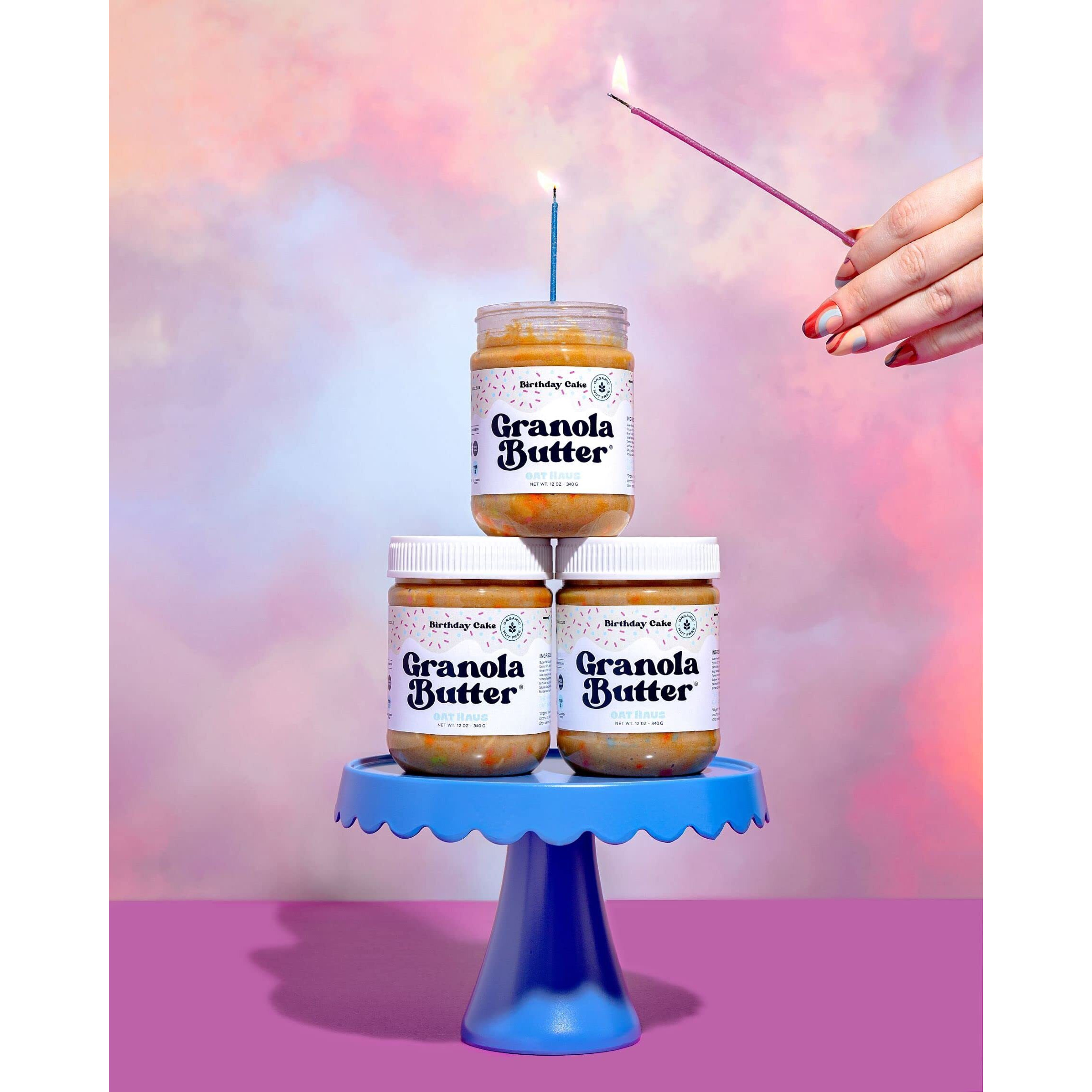 Kween Oat Haus Birthday Cake Granola Butter | Peanut-Free, Almond (Tree-Nut) Free, & School-Safe (Top 8 Allergen Free) | Edible Cookie Dough Alternative