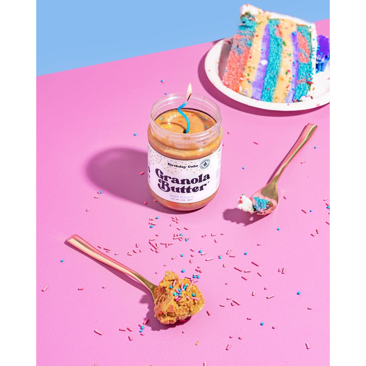 Kween Oat Haus Birthday Cake Granola Butter | Peanut-Free, Almond (Tree-Nut) Free, & School-Safe (Top 8 Allergen Free) | Edible Cookie Dough Alternative