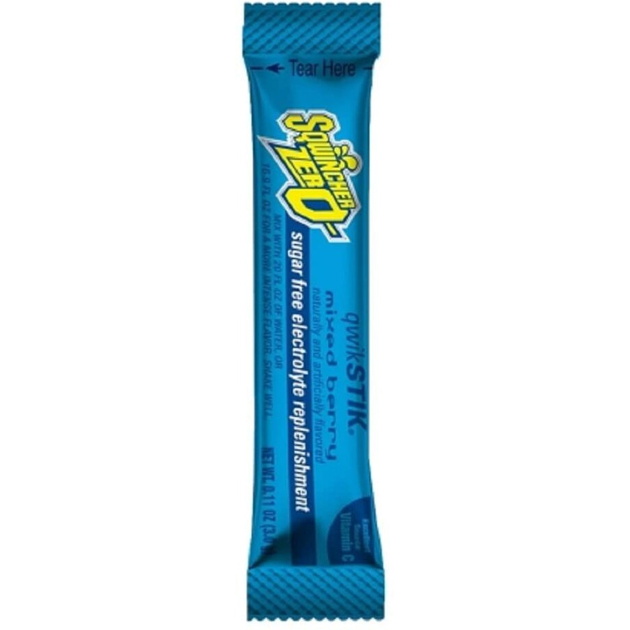 Sqwincher 060101-Mb 0.11 Oz Lite Qwik Stik Powder Concentrate Electrolyte Replacement Beverage Mix, Mixed Berry Flavor (10 Bags Of 50)