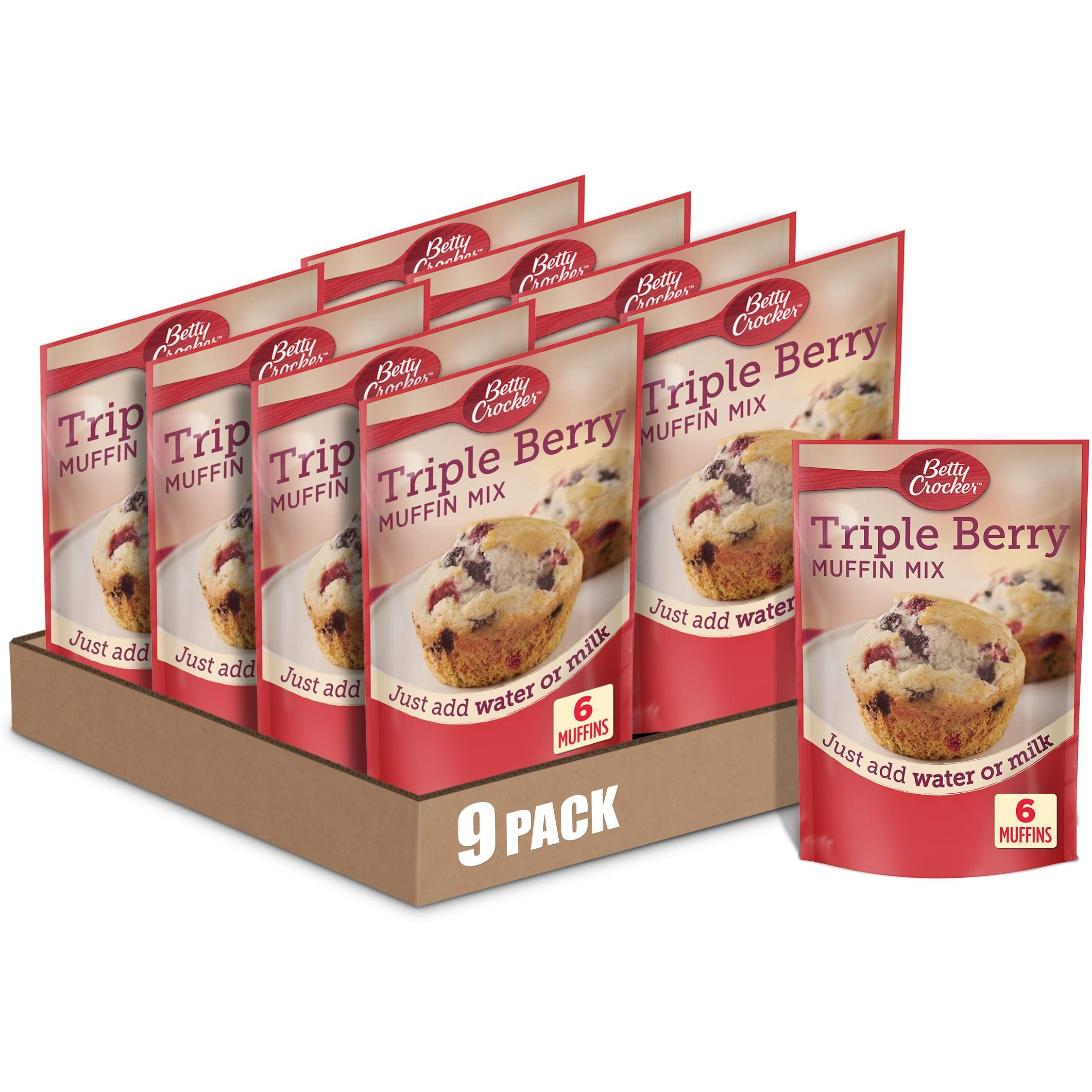 Betty Crocker Triple Berry Muffin Mix, 6.5 Oz. (Pack Of 9)