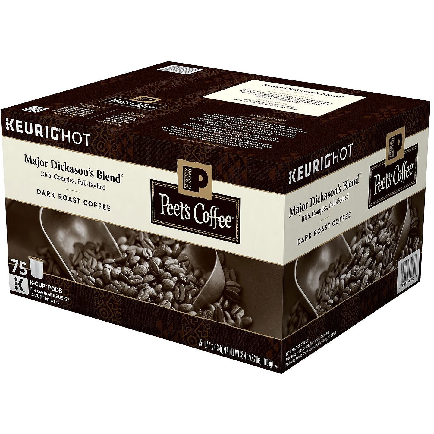 Peet's Coffee Major Dickason's Blend, Dark Roast (75 K-Cups)