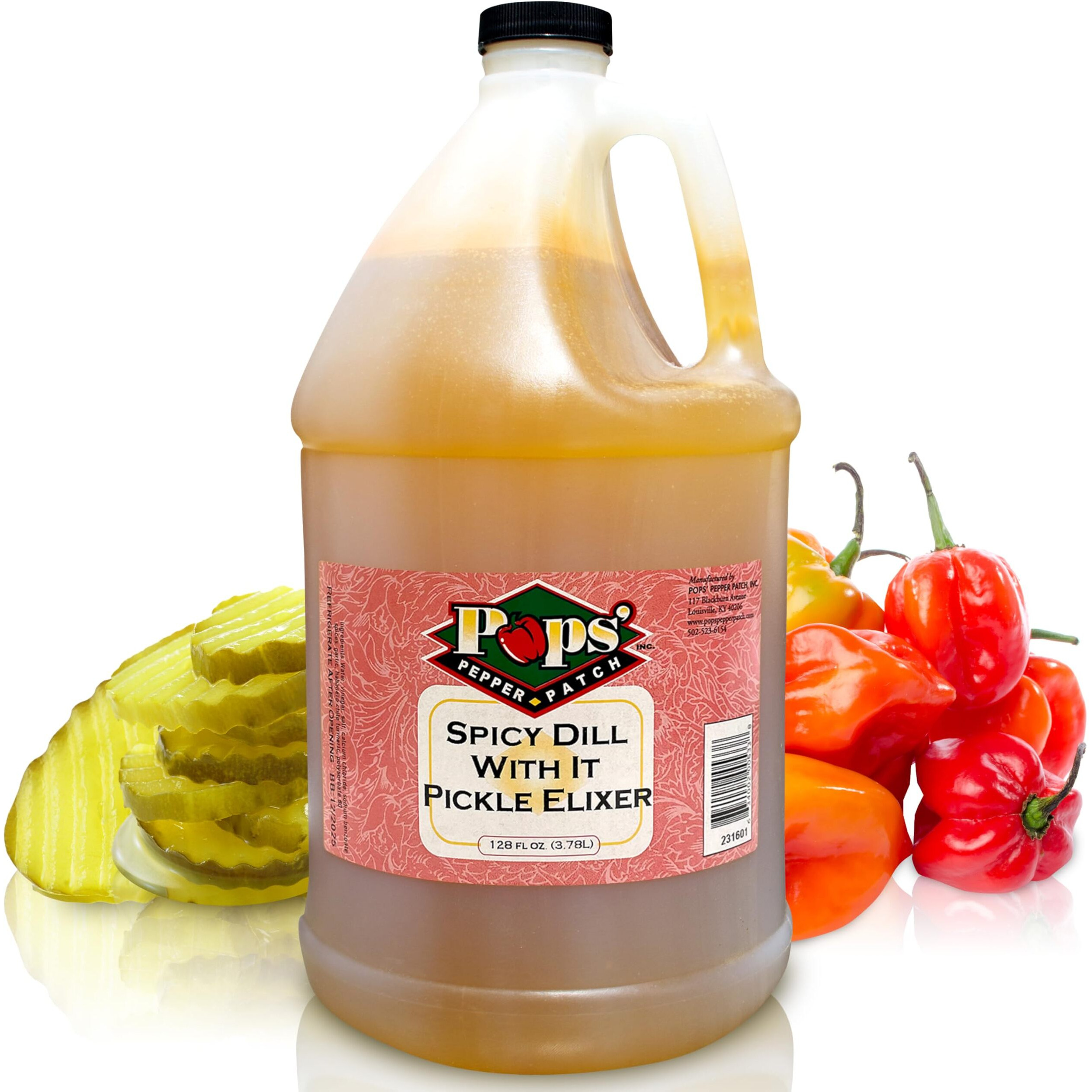 Pops Pepper Patch Spicy Pickle Elixir - Spicy Pickle Brine For Leg Cramps, Pickle Pops, Pickle Shots - Made From Real Pickles And Habanero Peppers - No Artificial Colors Or Flavors - 1 Gal