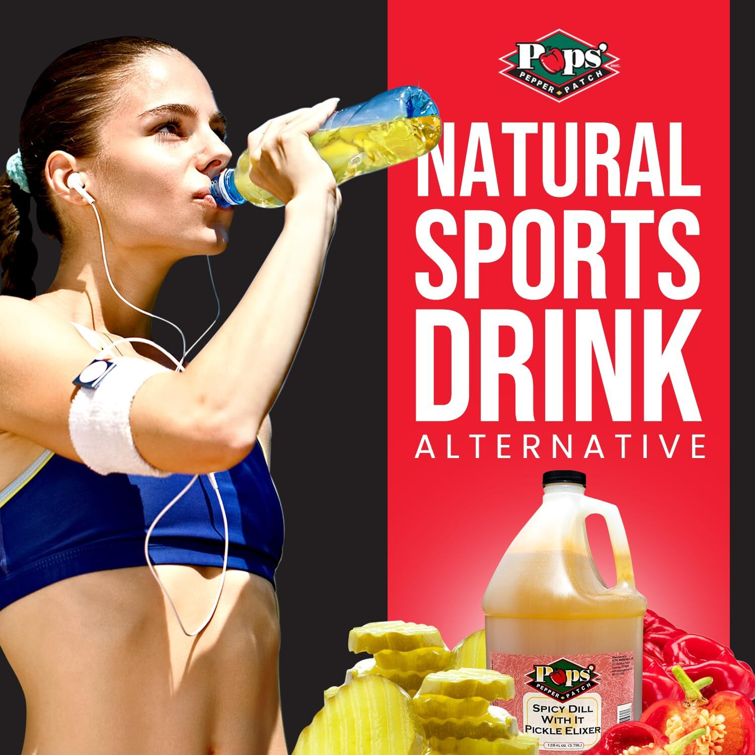 Pops Pepper Patch Spicy Pickle Elixir - Spicy Pickle Brine For Leg Cramps, Pickle Pops, Pickle Shots - Made From Real Pickles And Habanero Peppers - No Artificial Colors Or Flavors - 1 Gal