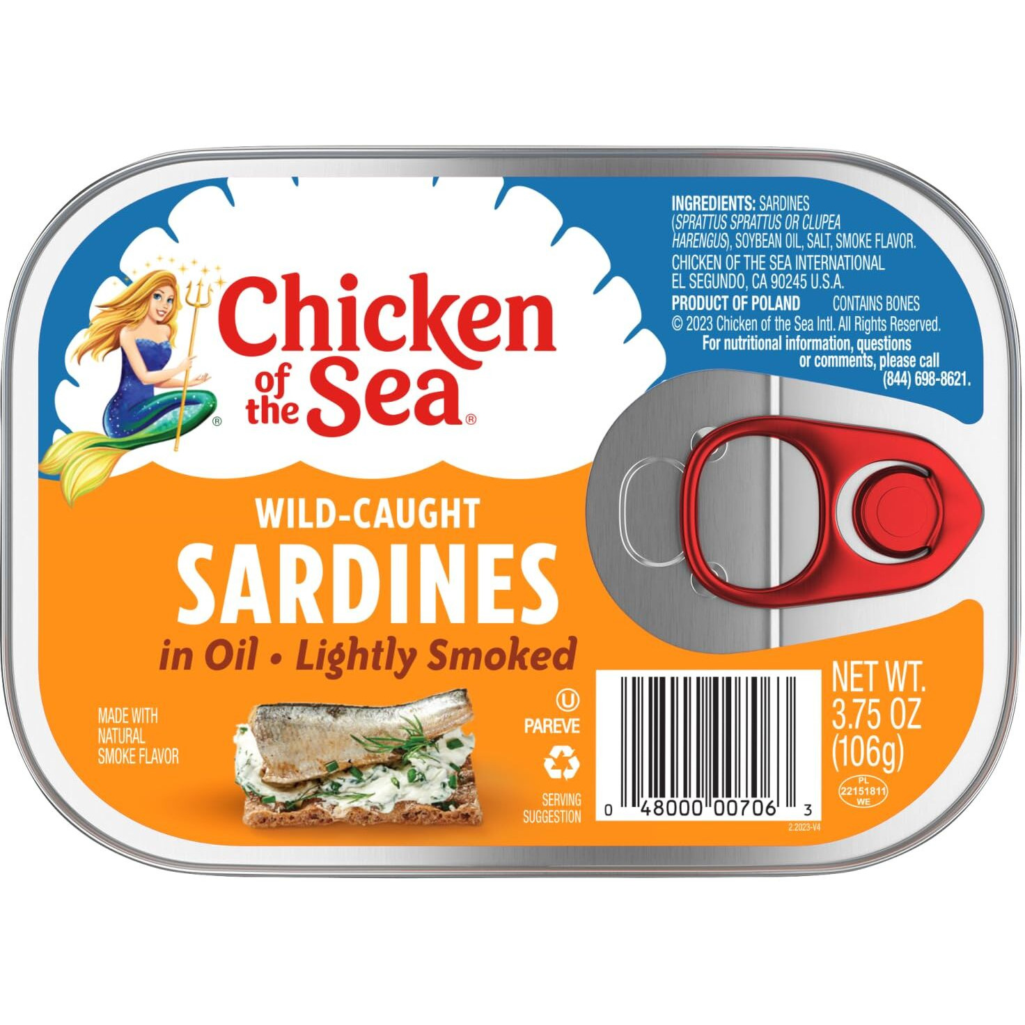 Chicken Of The Sea Lightly Smoked Sardines In Oil, 3.75 Ounce Cans (Pack Of 18), Wild Caught Canned Sardines