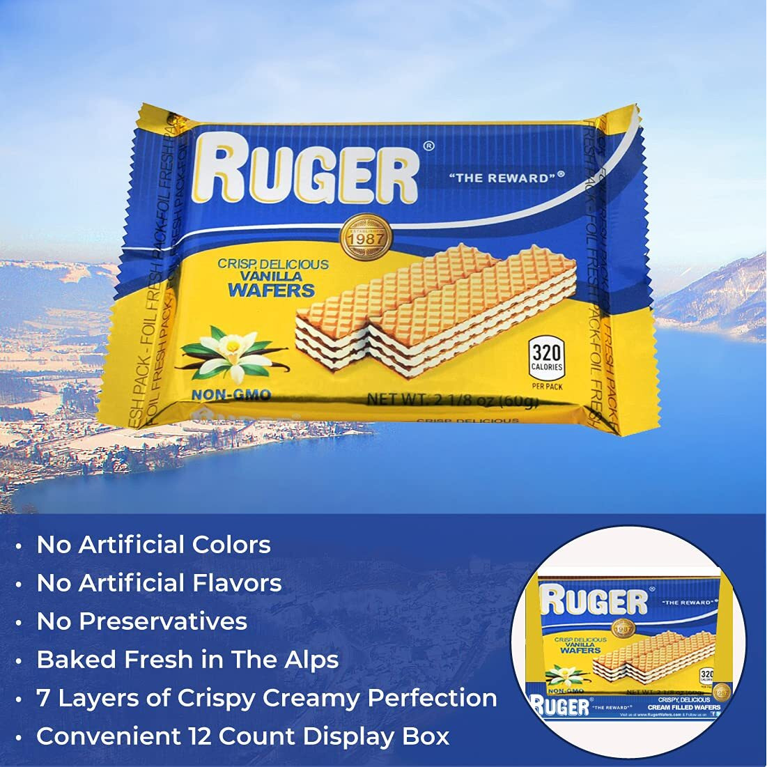 Ruger Wafers Austrian Wafers, Vanilla, 2.125 Ounce (Pack Of 12)