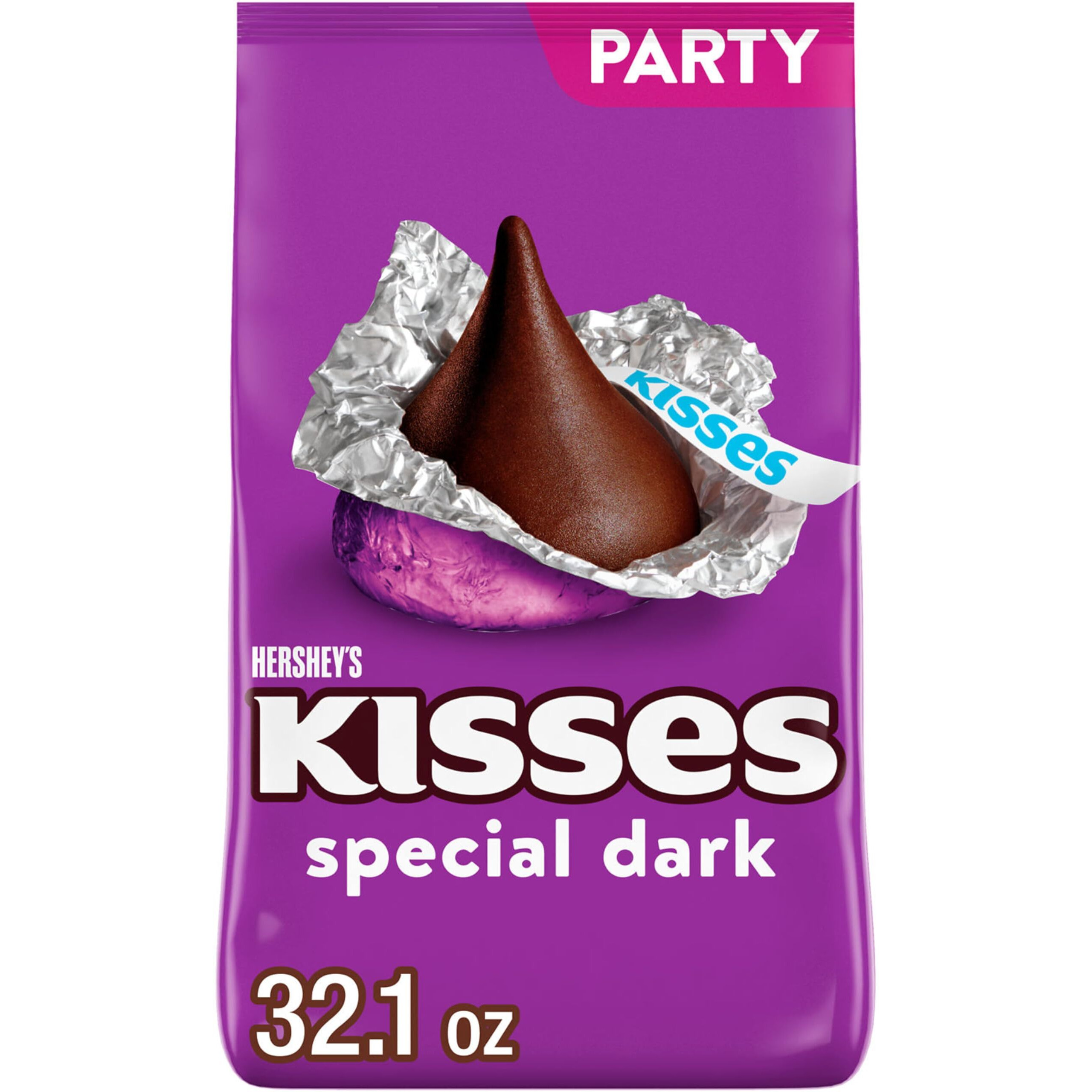 Hershey's Kisses Special Dark Mildly Sweet Chocolate Candy Party Pack, 32.1 Oz