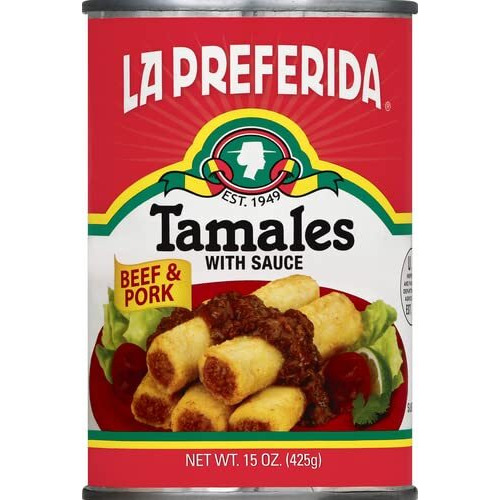 La Preferida Beef & Pork Canned Tamales With Sauce, 15 Oz. (Pack Of 12)