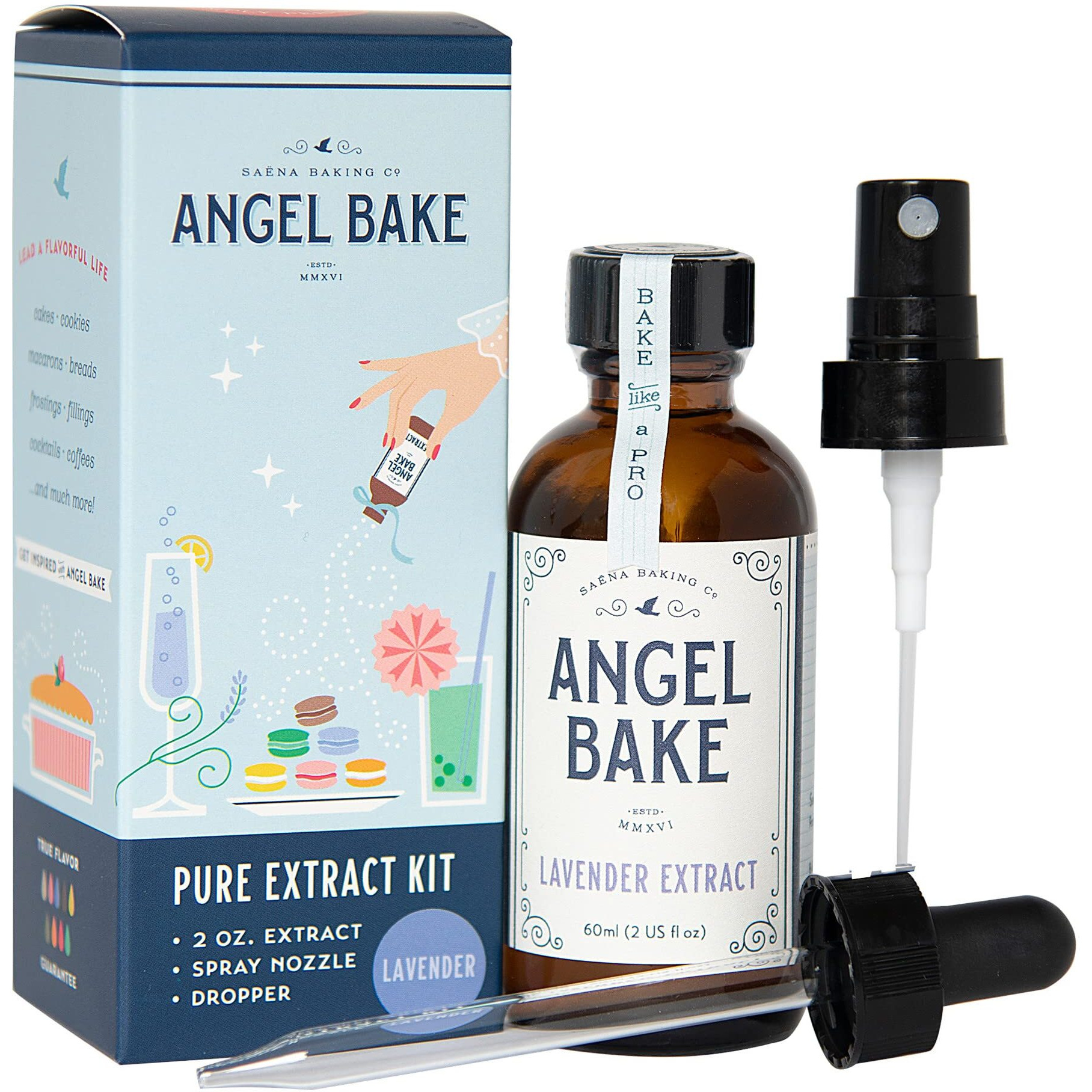 Pure Bulgarian Lavender Extract For Baking And Mixology. Culinary Aromatics With Spritzer And Dropper. Keto Friendly, Vegan, Gluten Free. (Lavender, 2 Oz W/ Spritzer & Dropper)