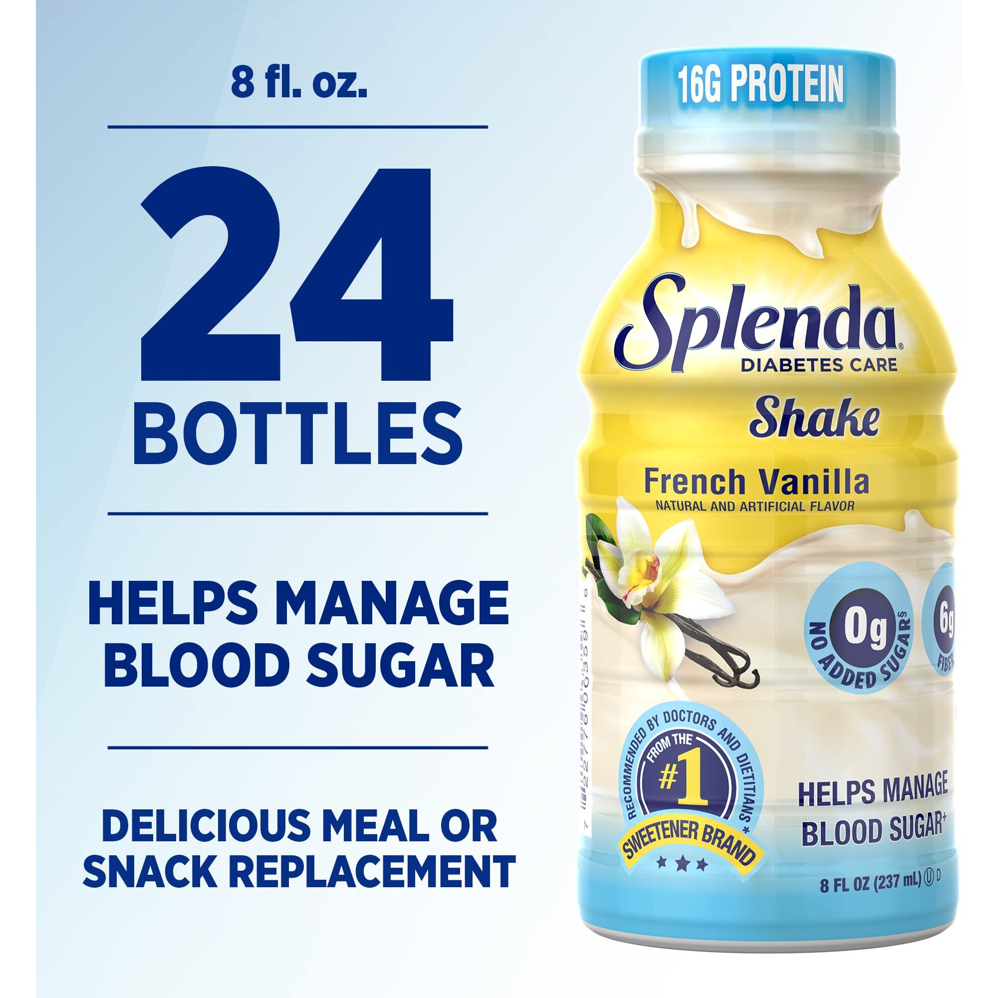 Splenda Diabetes Care Shakes - Meal Replacement Shake, 8 Fluid Ounces Per Bottle (French Vanilla, 6 Pack)