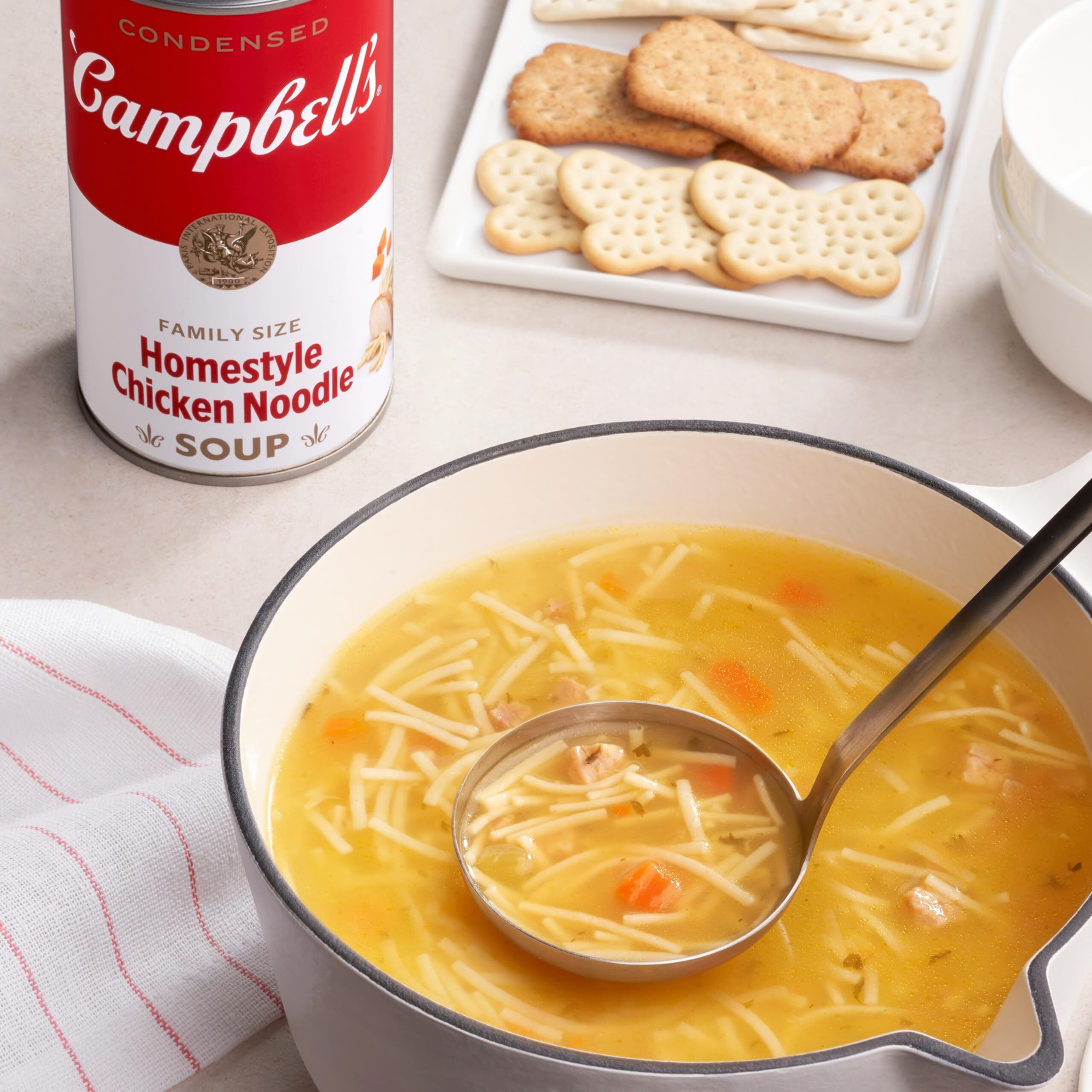 Campbells Condensed Homestyle Chicken Noodle Soup, 22.2 Oz Family Size Can (12 Pack)