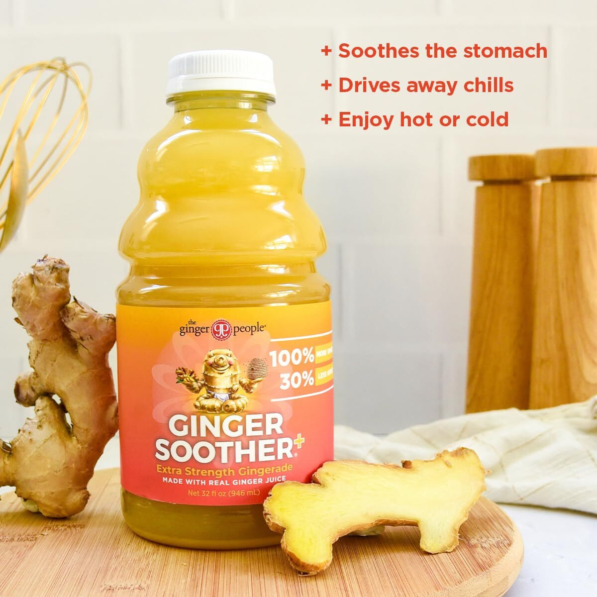 Extra Strength Gingerade, Ginger Soother By The Ginger People - Ginger Flavor, Premium Quality Ginger Juice, 32 Fl Oz Bottle - Pack Of 1