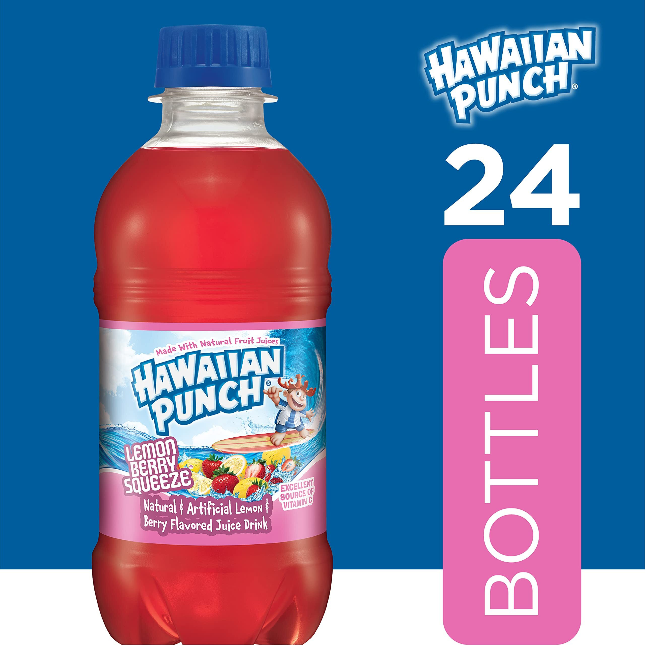 Hawaiian Punch Lemon Berry Squeeze Fruit Juice Drink, 10 Fl Oz Bottles, 24 Count (4 Packs Of 6), Ready-To-Drink, On-The-Go, Caffeine-Free, Carbonation-Free, Gluten-Free, Excellent Source Of Vitamin C