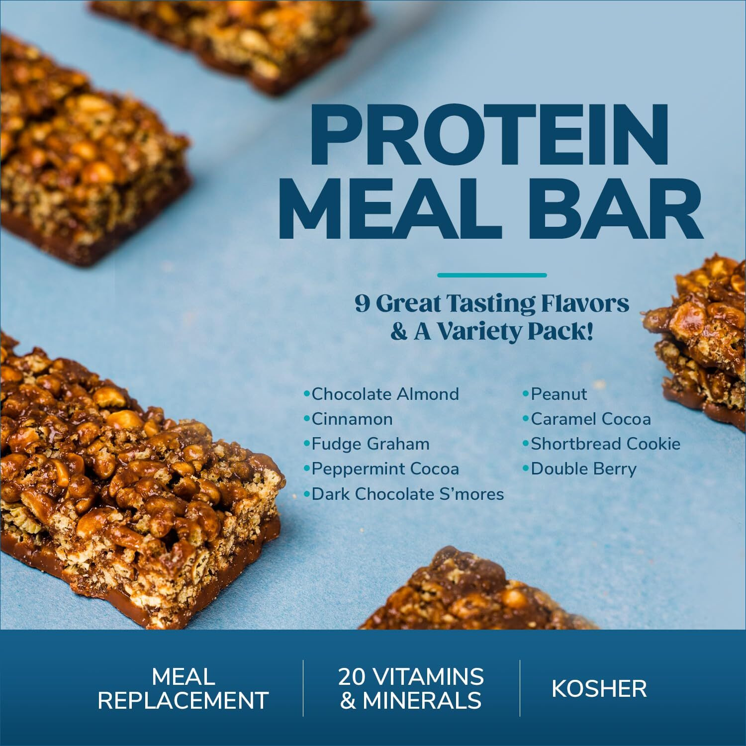Wonderslim Meal Replacement Protein Bar, Chocolate Almond, 15G Protein, 20 Vitamins & Minerals (7Ct)