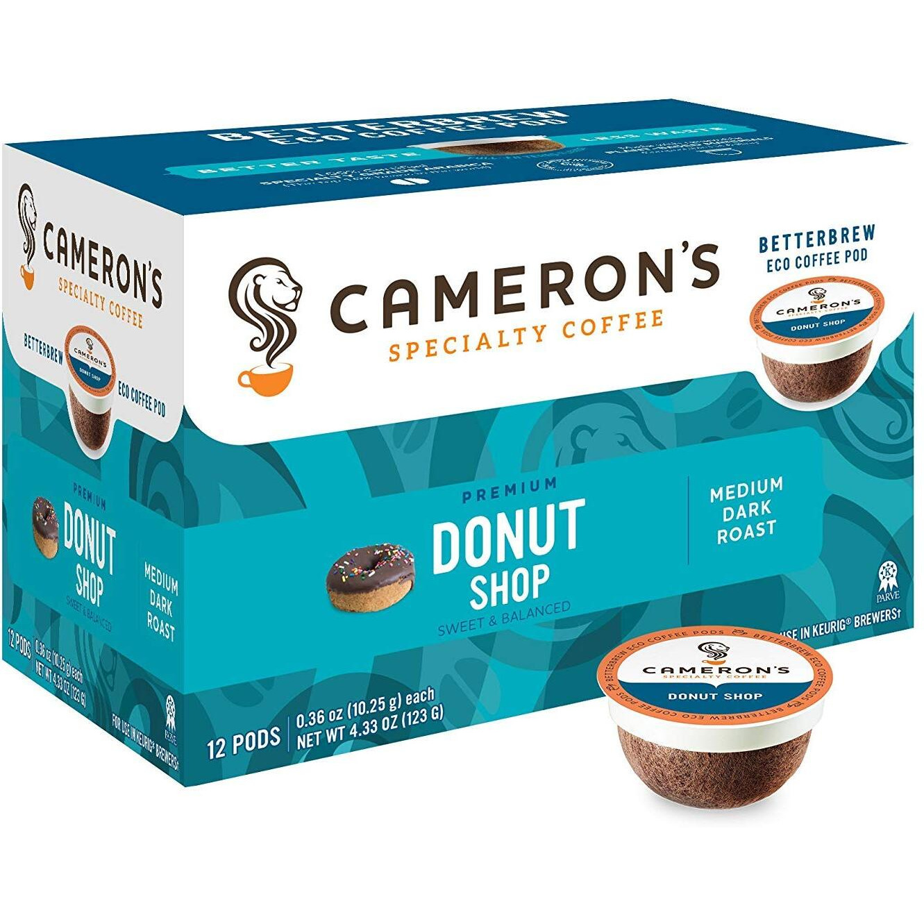 Cameron's Coffee Donut Shop Blend Single Serve Pods, 12 Count, 4.33 Ounce (Pack Of 6)
