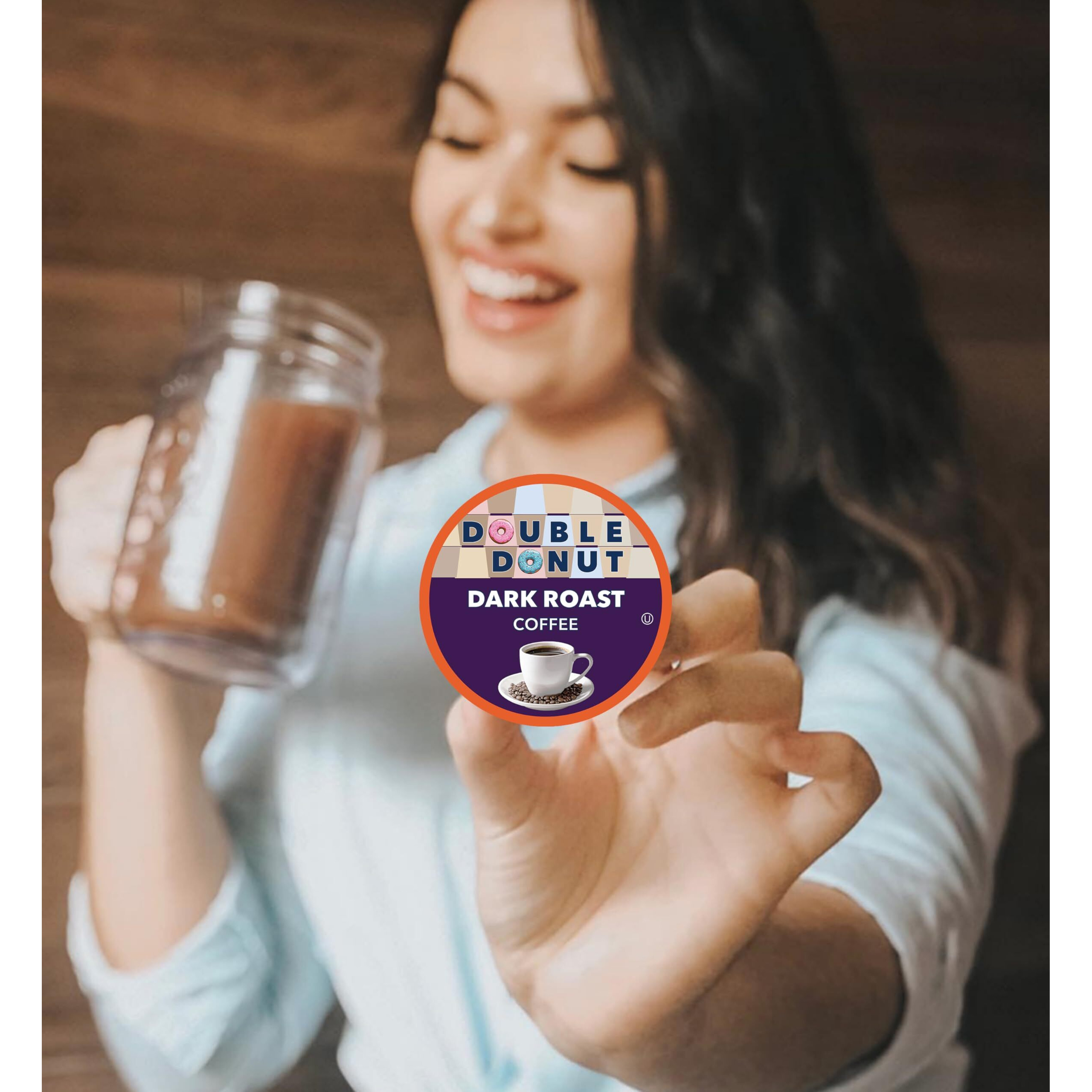 Double Donut Dark Roast Coffee Pods, Extra Bold Blend Coffee, Single Serve Coffee For Keurig K Cups Machines, Dark Roast Coffee In Recyclable Pods, 80 Count