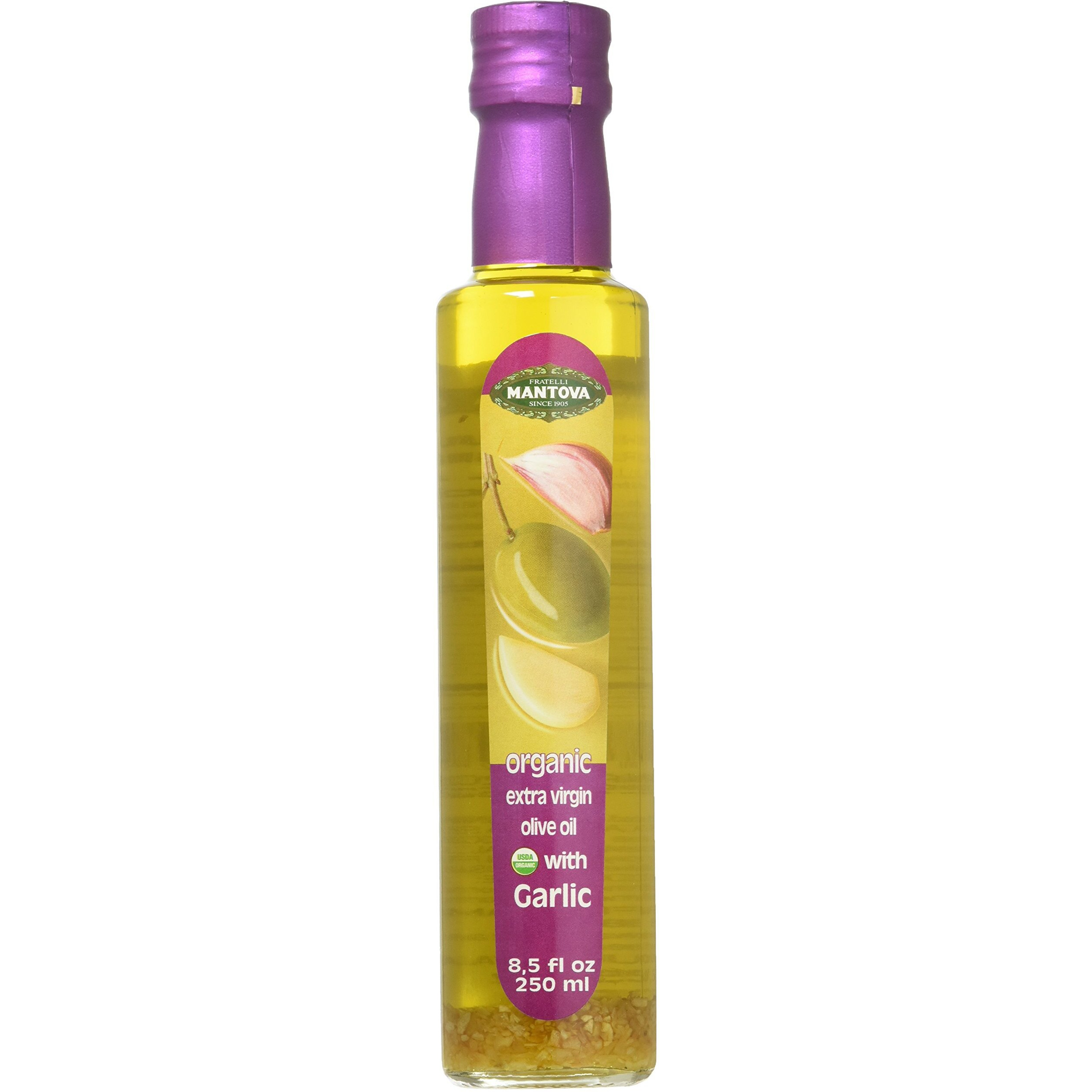 Mantova Garlic Organic Flavored Extra Virgin Olive Oil, 8.5 Oz Mantova Organic Flavored Extra Virgin Olive Oil, Mantova Organic Flavored Mantova Usda Organic Extra Virgin Olive Oil, Coldpressed, Garlic, 8.5 Fl Oz
