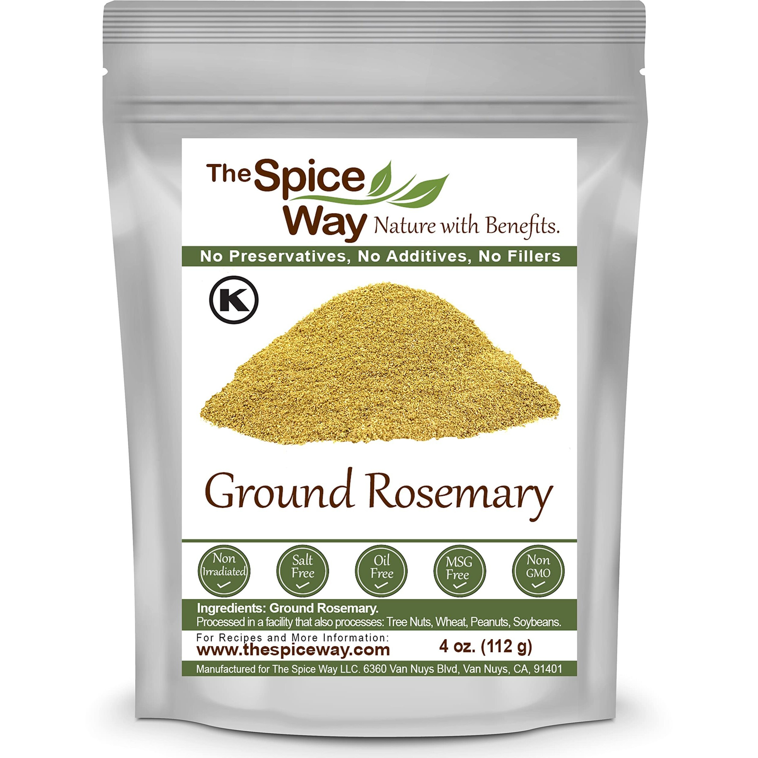 The Spice Way Ground Rosemary - Rosemary Powder Ground Pure From Rosemary Leaves - 4 Oz Resealable Bag