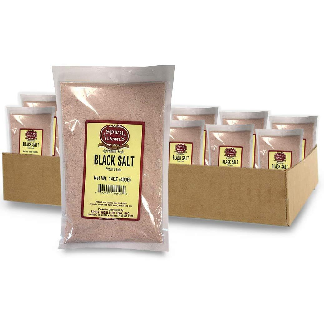 Spicy World Indian Black Salt 14 Oz - Pure, Unrefined, & Natural (Kala Namak) (Pack Of 12)