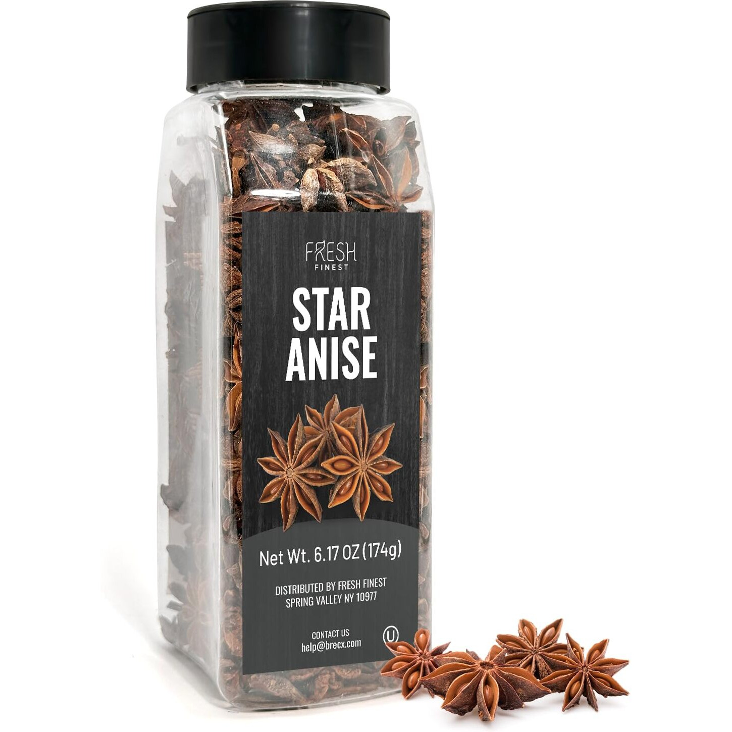 Fresh Finest Whole Star Anise 6.17Oz - Premium Quality Star Anise Whole - All-Natural, Non-Gmo, Gluten-Free, Kosher - Perfect For Baking, Cooking, And Tea