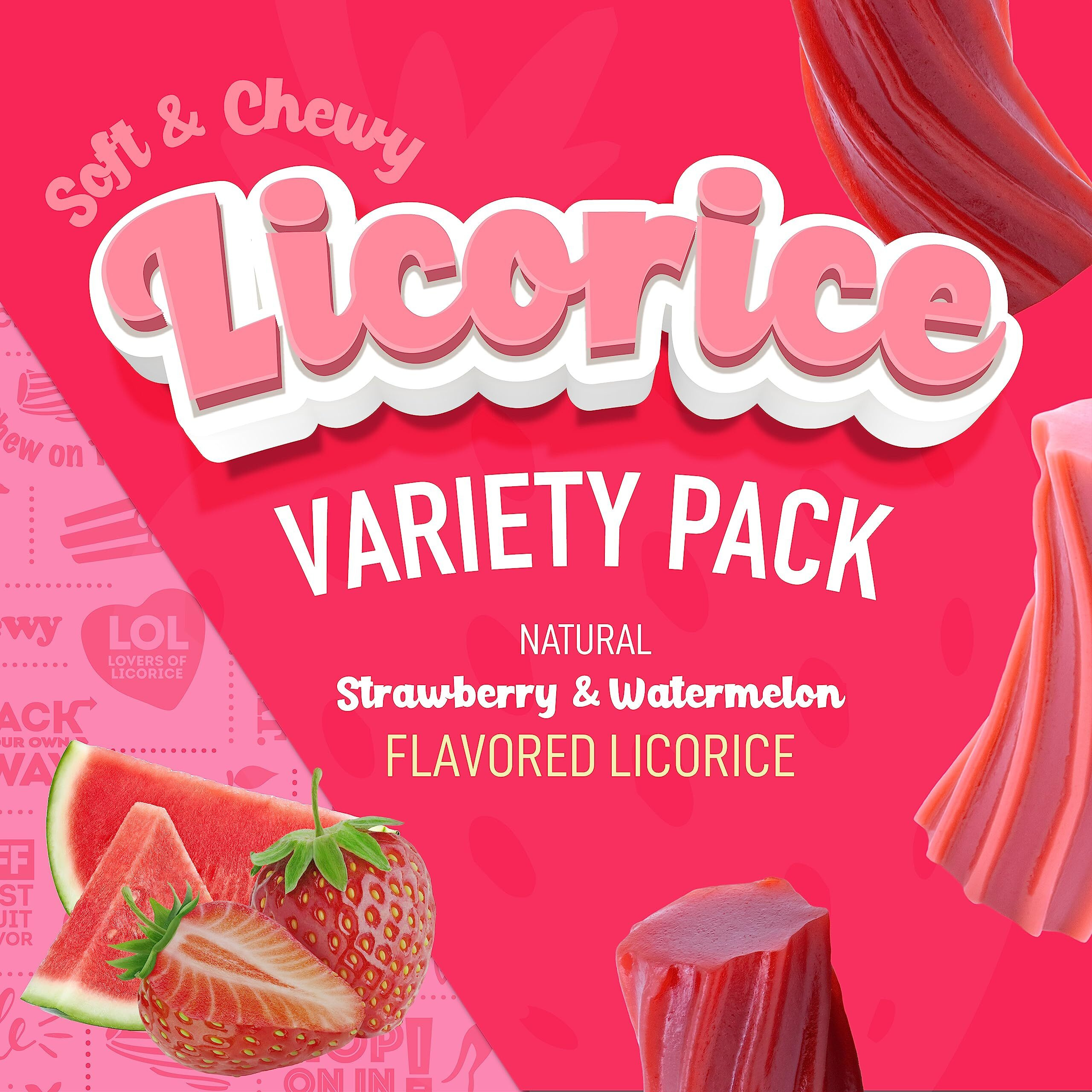 Wiley Wallaby 24 Ounce Classic Red & Watermelon Classic Gourmet Australian Style Soft & Chewy Licorice Candy Variety Pack Twists, 2 Pack