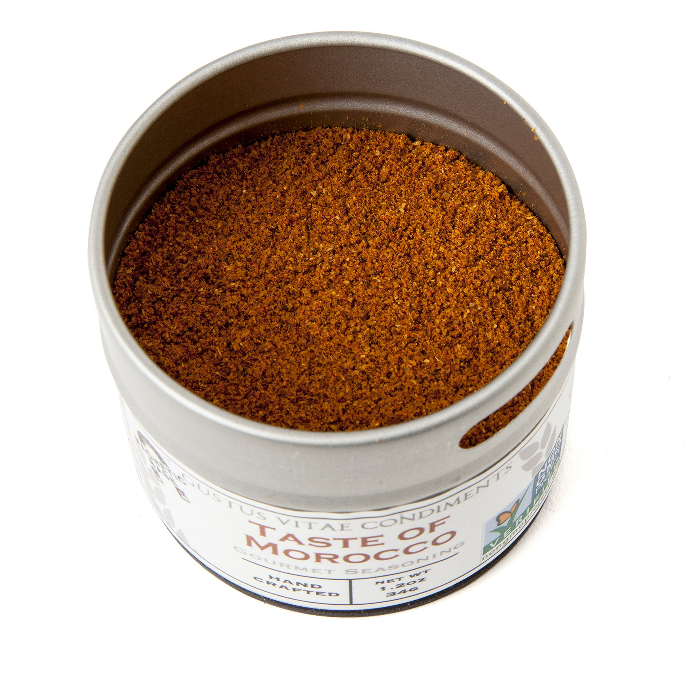 Taste Of Morocco - Artisanal Craft Seasoning - Gourmet Spices Blend - Non Gmo - 1.2 Ounce - Magnetic Tin - Small Batch - Hand Packed