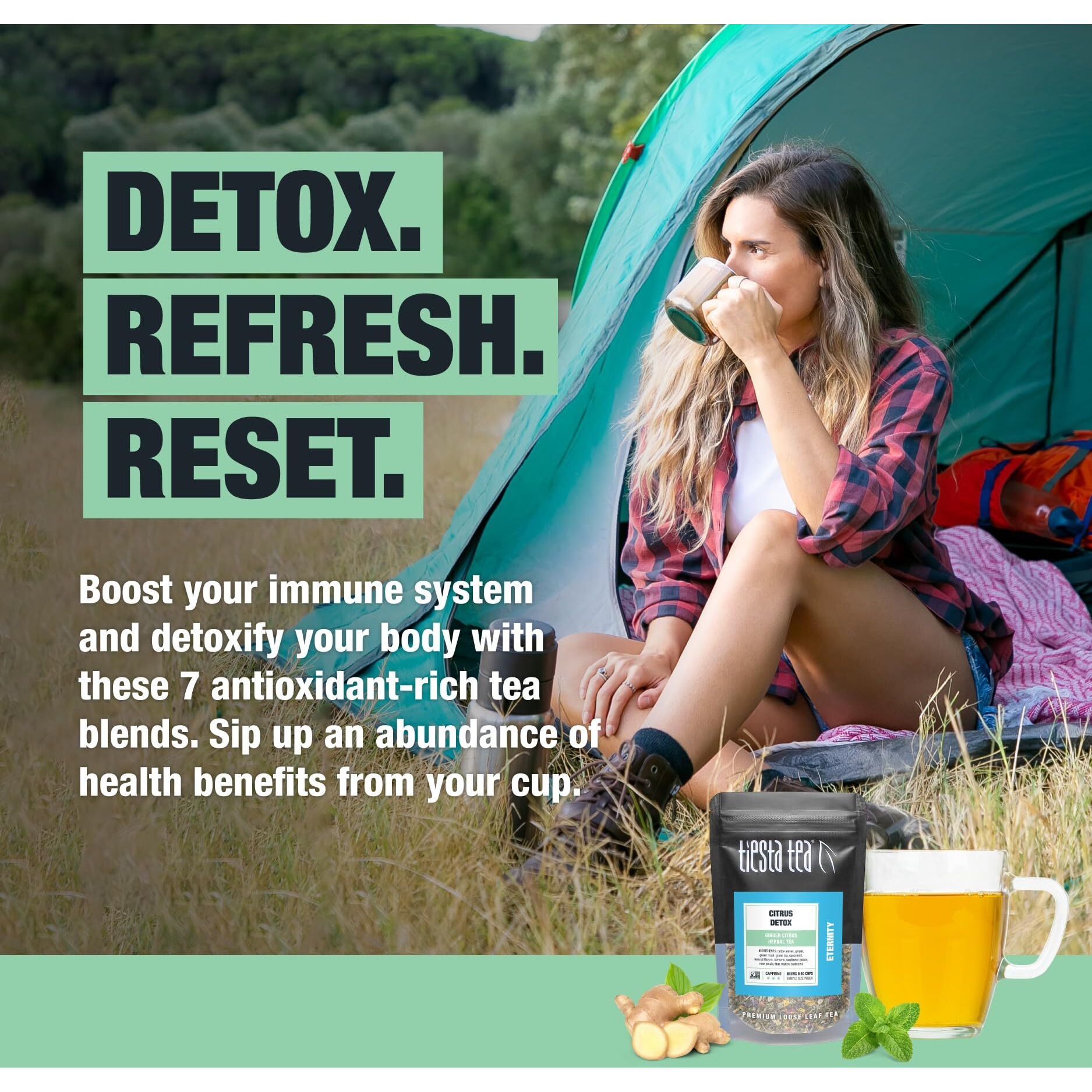 Tiesta Tea - Revitalizing Tea Sampler Dry Flight Set | High To No Caffeine Hot & Iced Tea, Up To 80 Cups | Premium Loose Leaf Tea Sample Set With Green, & Herbal Tea - 8 Resealable Sample Pouches