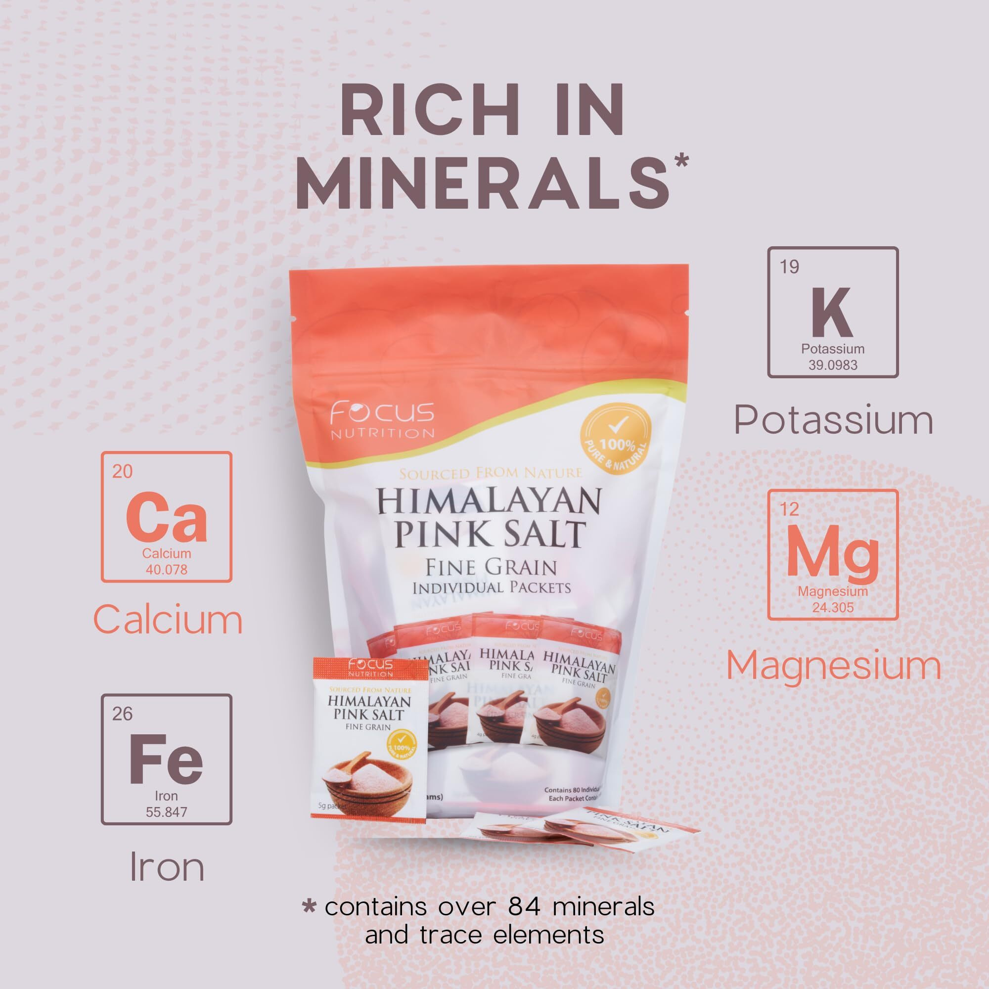 Focus Nutrition Himalayan Pink Salt 80 Single Serve Salt Packets