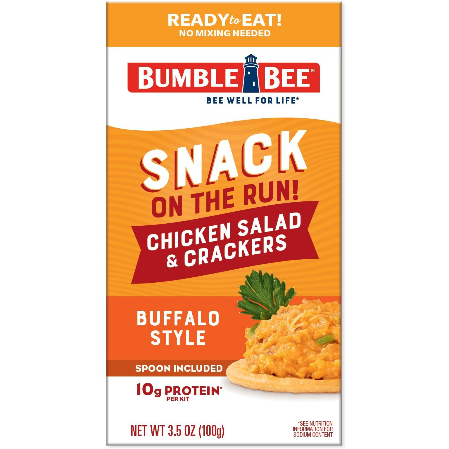 Bumble Bee Snack On The Run Buffalo Chicken Salad With Crackers Kit, 3.5 Oz (Pack Of 12) - Ready To Eat, Spoon Included - Shelf Stable & Convenient Protein Snack