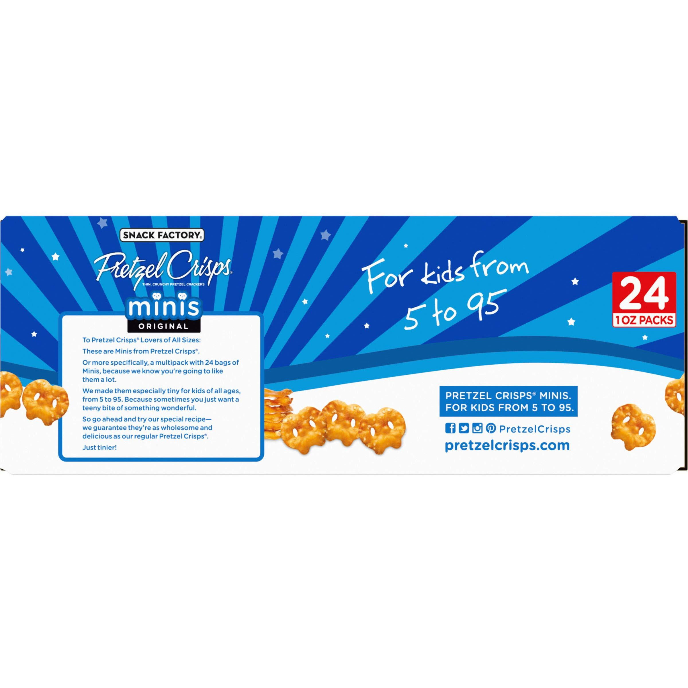 Snack Factory Pretzel Crisps Minis Original Flavor, Snack Packs Individual Sized, 24 Count