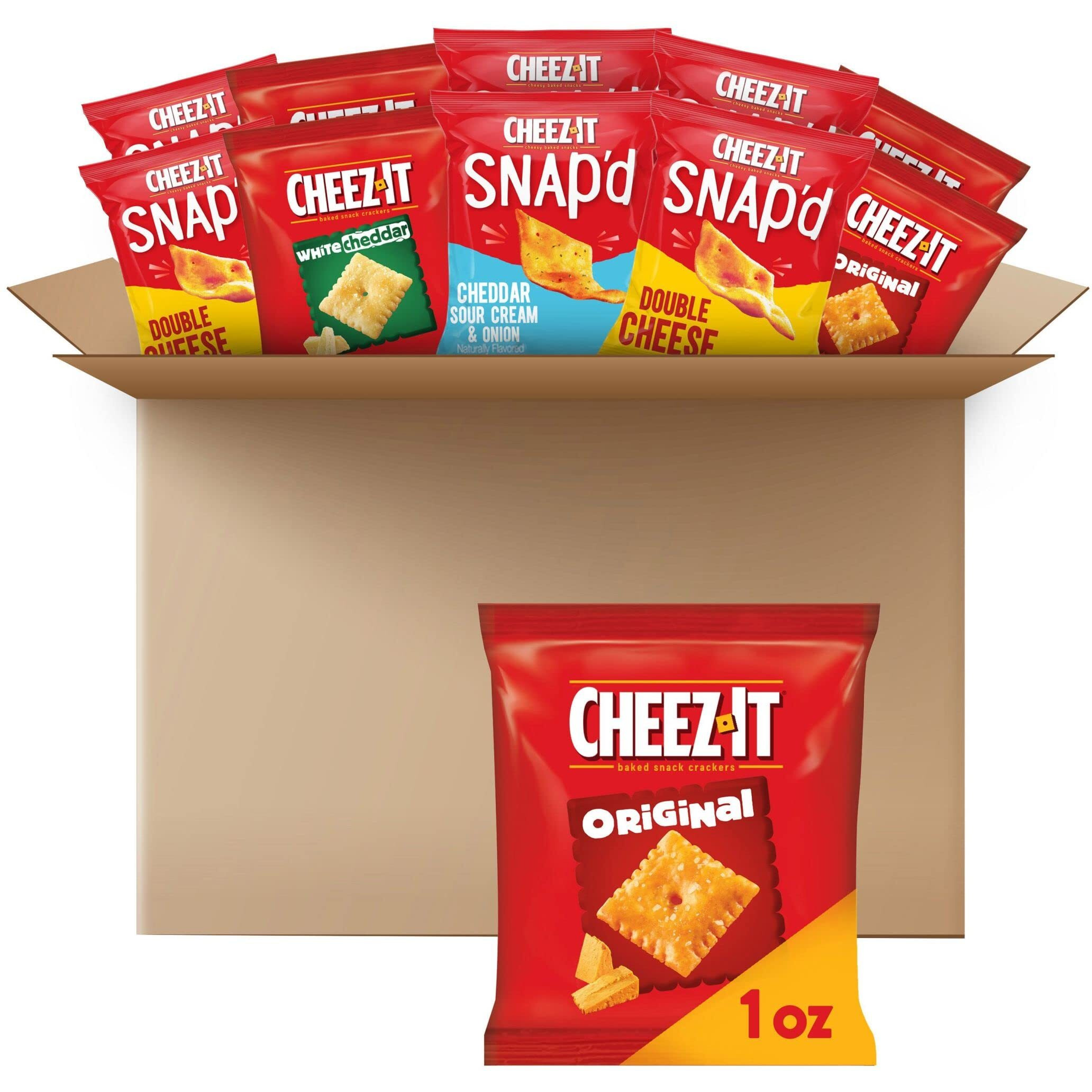 Cheez-It Cheese Crackers, Baked Snack Crackers, Lunch Snacks, Variety Pack (42 Packs)