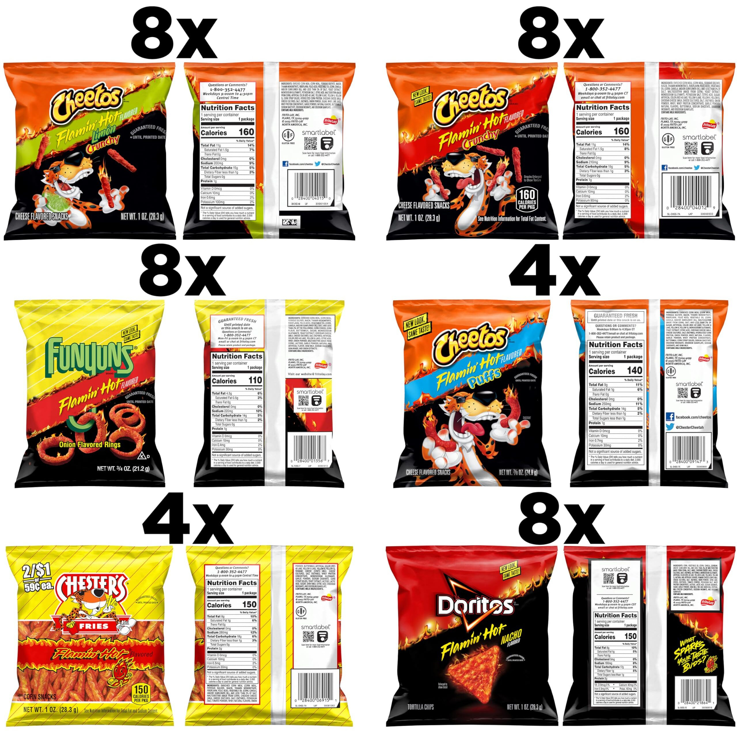 Frito Lay Flamin' Hot Mix, Variety Pack (Pack Of 40), Packaging May Vary