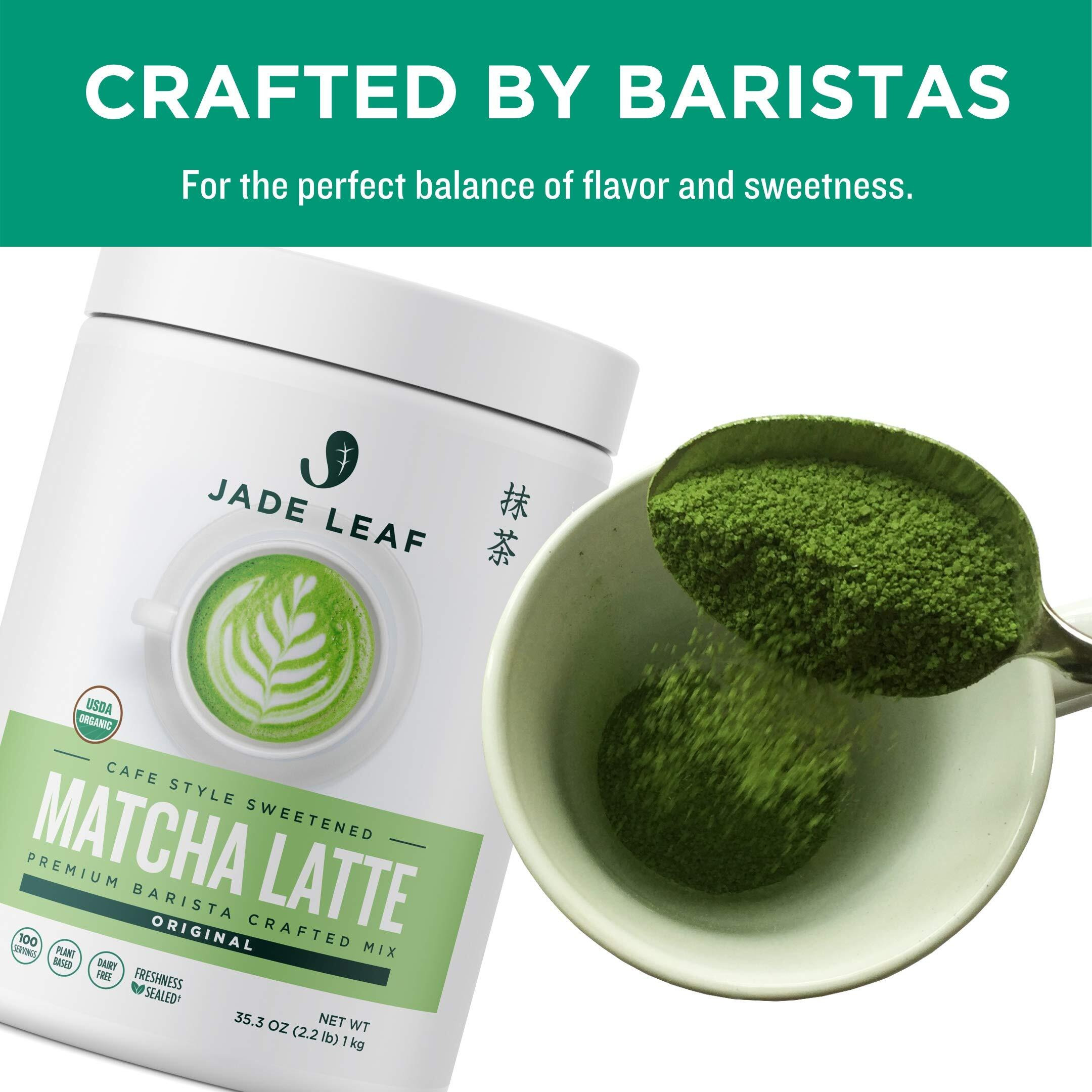 Jade Leaf Matcha Organic Cafe Style Sweetened Matcha Latte Green Tea Powder, Premium Barista Crafted Mix - Authentically Japanese (2.2 Pound Tin)