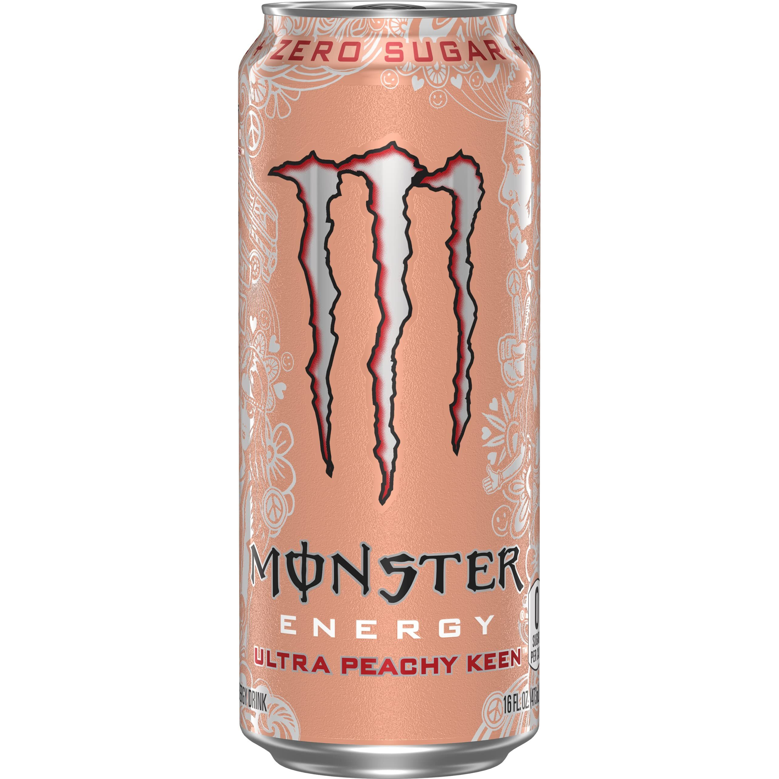 Monster Energy Ultra Peachy Keen, Sugar Free Energy Drink, 16 Oz (Pack Of 24)