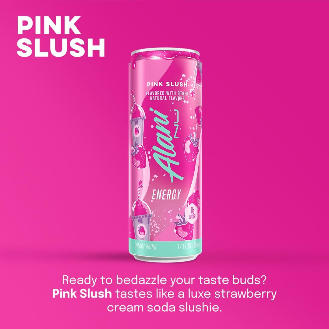 Alani Nu Pink Slush Sugar Free Low Calorie Energy Drinks | 200Mg Caffeine | Paris Hilton X Alani Nu | Biotin B Vitamins | Zero Sugar | 15 Calories | 12 Fl Oz Cans | 12 Pack