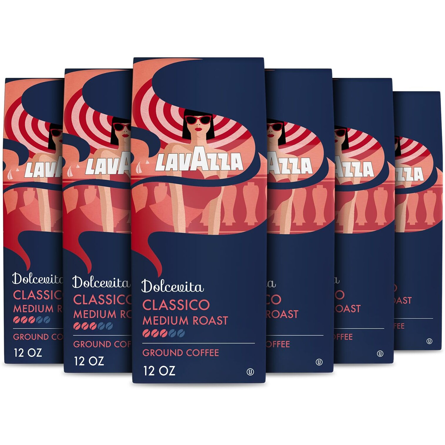 Lavazza Dolcevita Classico Ground Coffee 6 Bags Of 12Oz, Medium Roast, Rich And Full-Bodied, Intensity 3/5, Arabica And Robusta, Ideal For Drip Brewers, (Pack Of 6) - Package May Vary