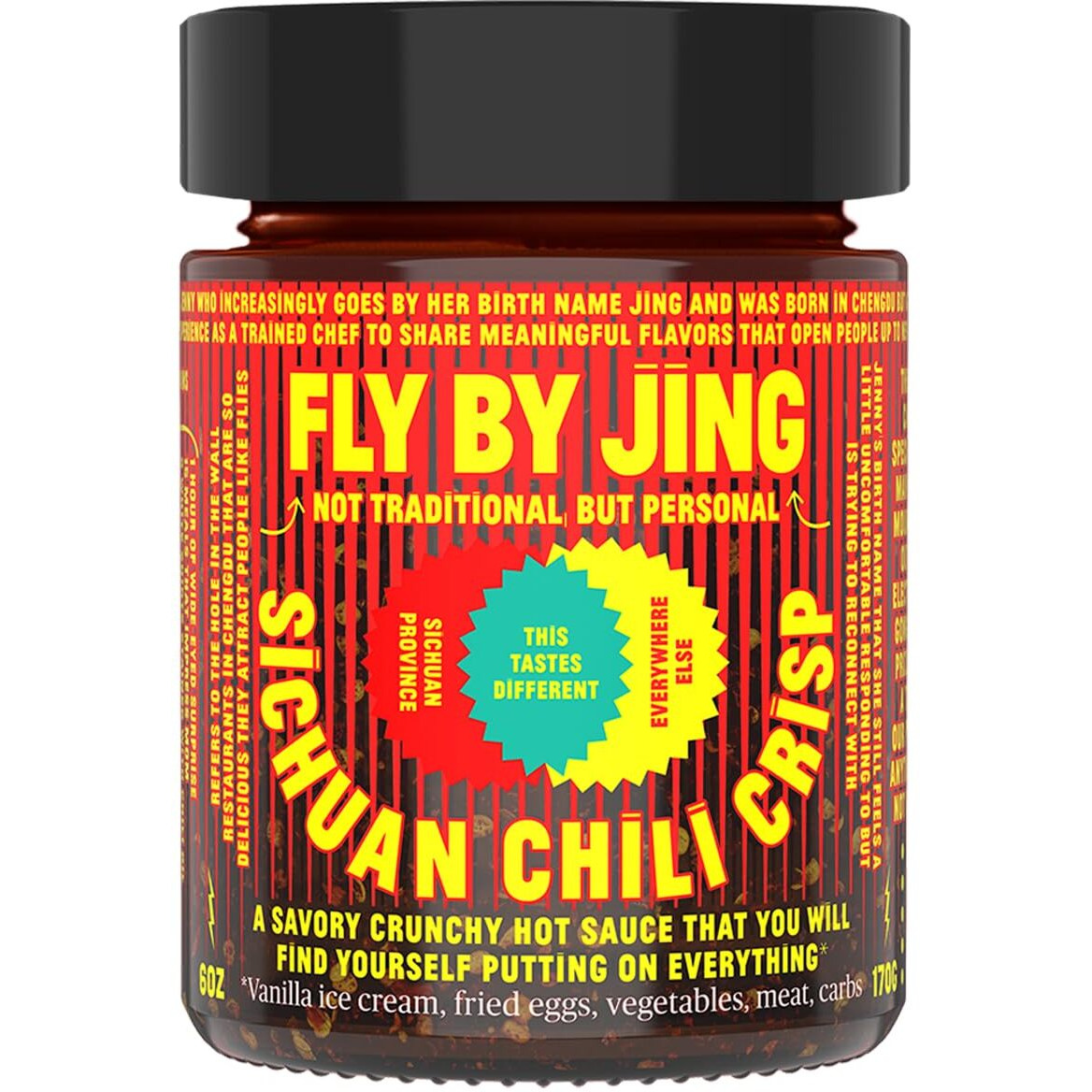 Flybyjing Sichuan Chili Crisp - Premium Spicy Savory All-Natural Vegan Chili Oil - Crunchy Hot Sauce, Good On Everything, Sugar Free - 6Oz (Pack Of 1)