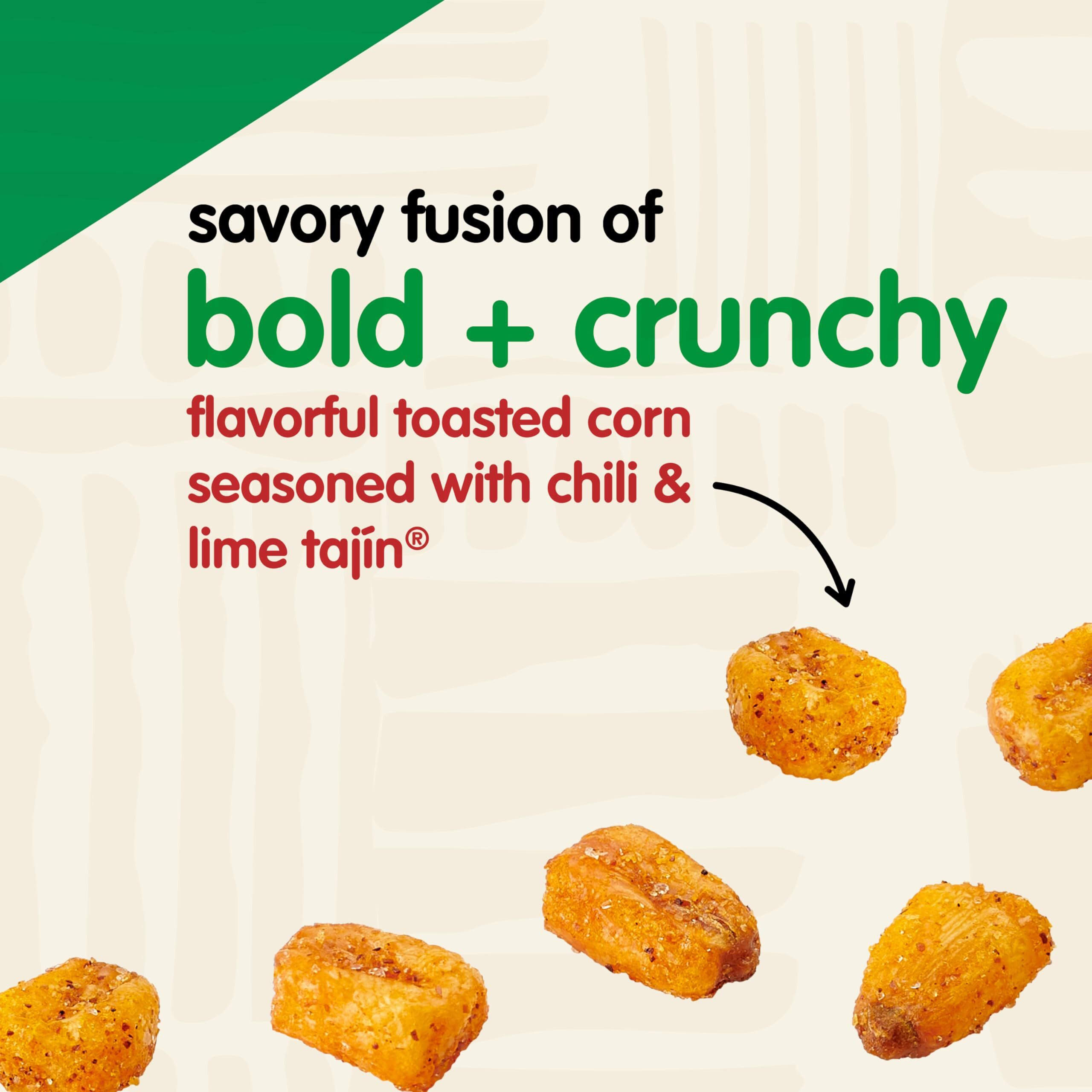 Snak Club Tajin Toasted Corn, Roasted Corn Nuggets With Chili And Lime Seasoning, Mild, Non-Gmo, Gluten-Free, Kosher Snack, No Artificial Colors Or Flavors, 4 Oz Resealable Bags, 6 Pack