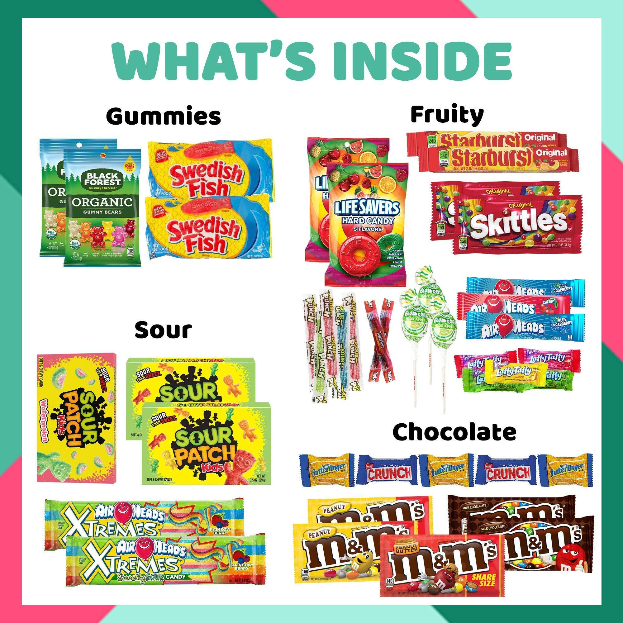 The Care Crate Ultimate Candy Snack Box Care Package ( 40 Piece Candy Snacks) Includes 20 Full Size Candies - Starburst, Skittles, Twizzlers & More