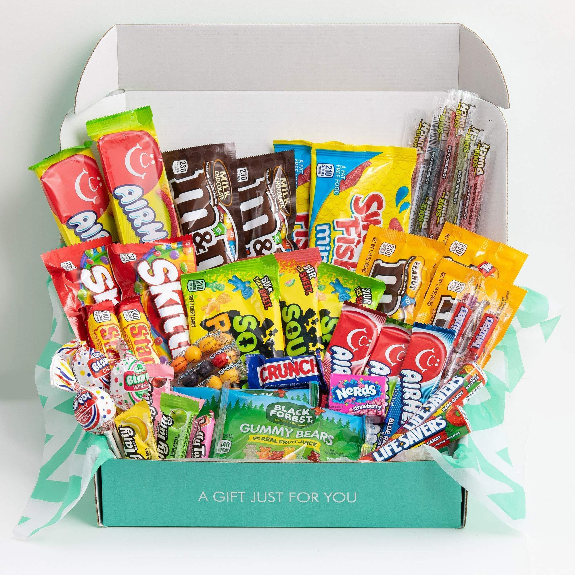 The Care Crate Ultimate Candy Snack Box Care Package ( 40 Piece Candy Snacks) Includes 20 Full Size Candies - Starburst, Skittles, Twizzlers & More