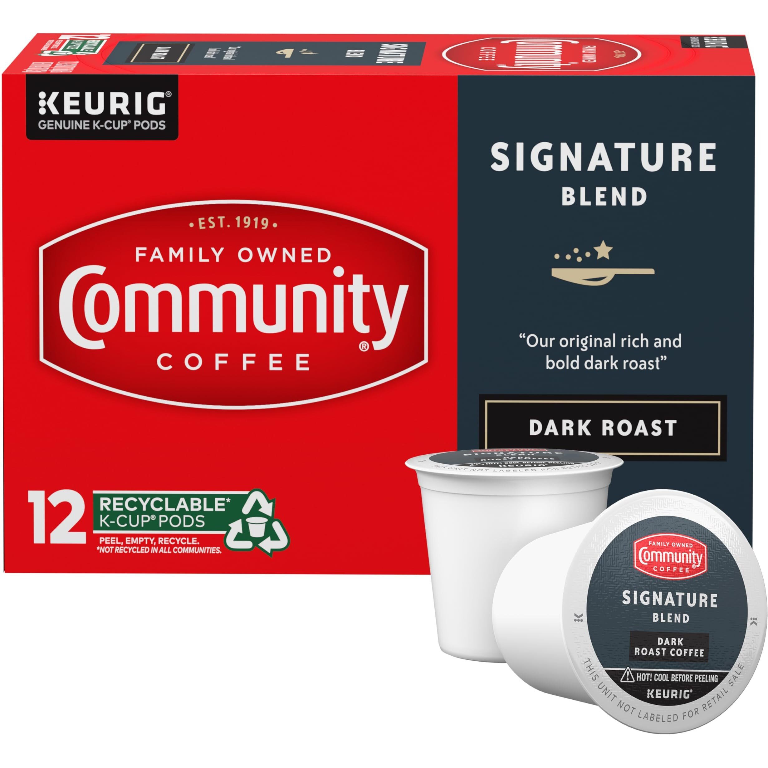 Community Coffee Signature Blend, Dark Roast Single-Serve Keurig K-Cup Pods, 12 Count (Pack Of 1)