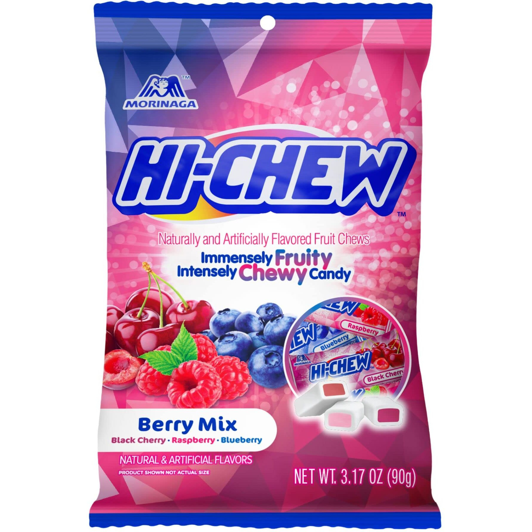 Hi-Chew Berry Mix, Pack Of 6 Bags, 3.17Oz Each | Blackberry Cherry Raspberry | Unique Fun Soft & Chewy Taffy Candy | Immensely Juicy Fruit Flavors | Individually Wrapped For Sharing