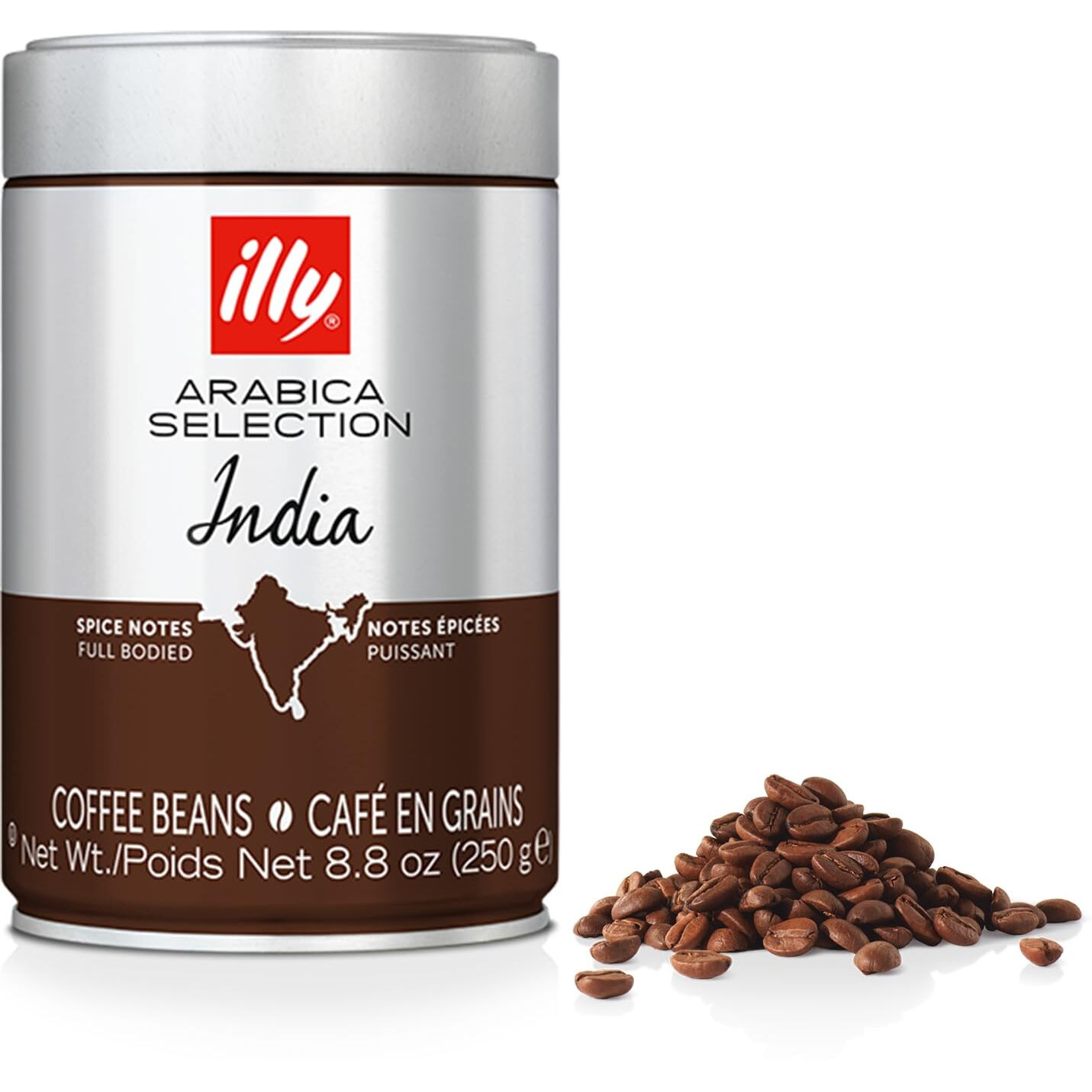 Illy Whole Bean Coffee - Perfectly Roasted Whole Coffee Beans - India Dark Roast - With Notes Of Black Pepper & Extra-Dark Chocolate - Full-Bodied - 100% Arabica Coffee - No Preservatives - 8.8 Ounce