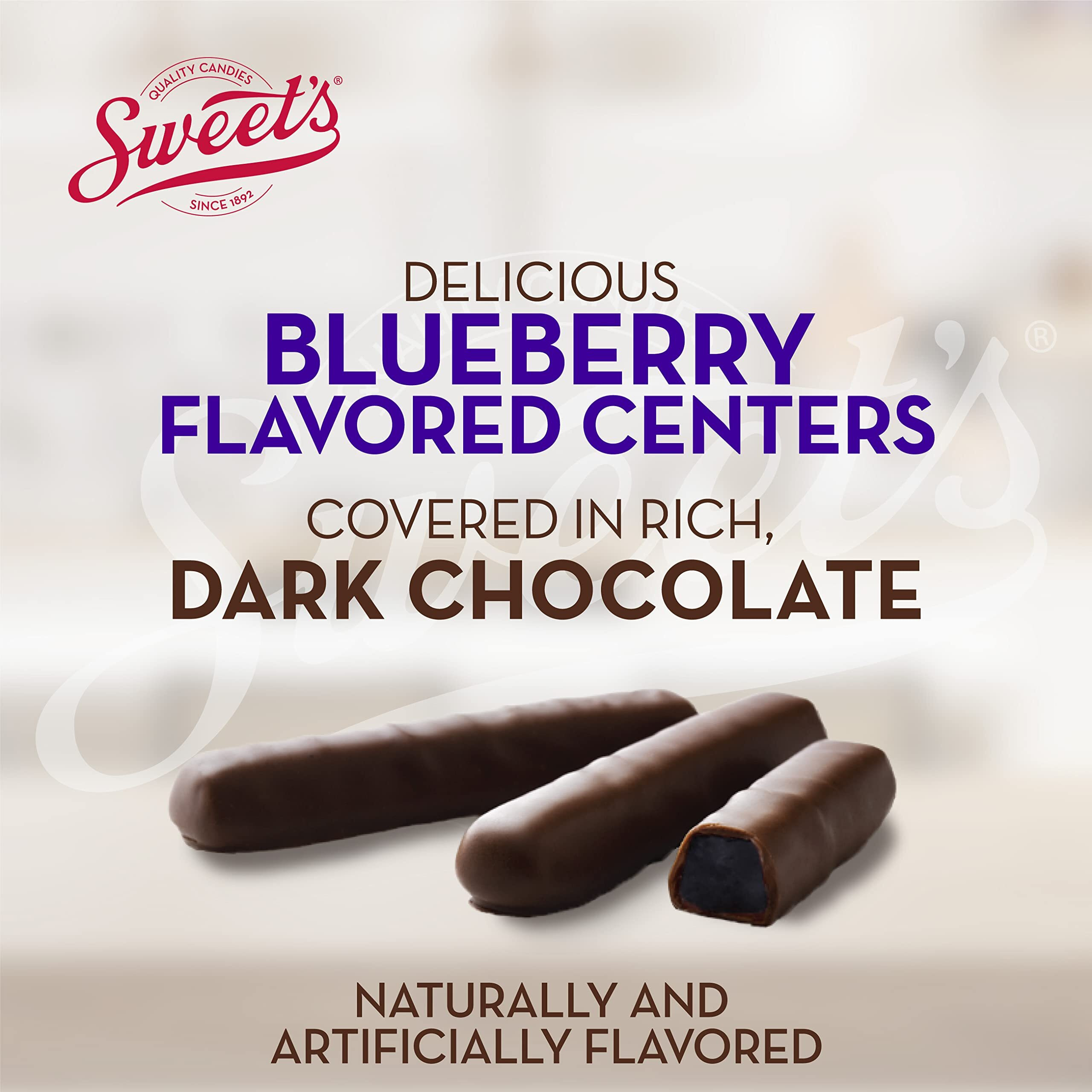 Sweet Candy Dark Chocolate Blueberry Sticks - Chocolate Covered Candy - Blueberry Flavor With Dark Chocolate Coating - Old Fashioned Sweet Treat - One (1) 10.5Oz Box