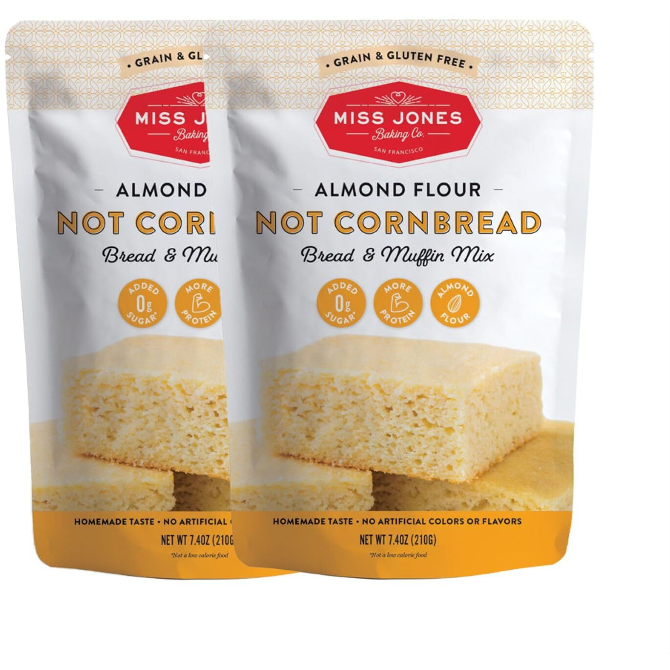 Miss Jones Baking Not Cornbread Muffin Mix - Almond Flour, Gluten Free, Low Carb, No Sugar Added, Naturally Sweetened Desserts & Treats - Keto, Diabetic, Atkins, Ww, And Paleo Friendly (Pack Of 2)