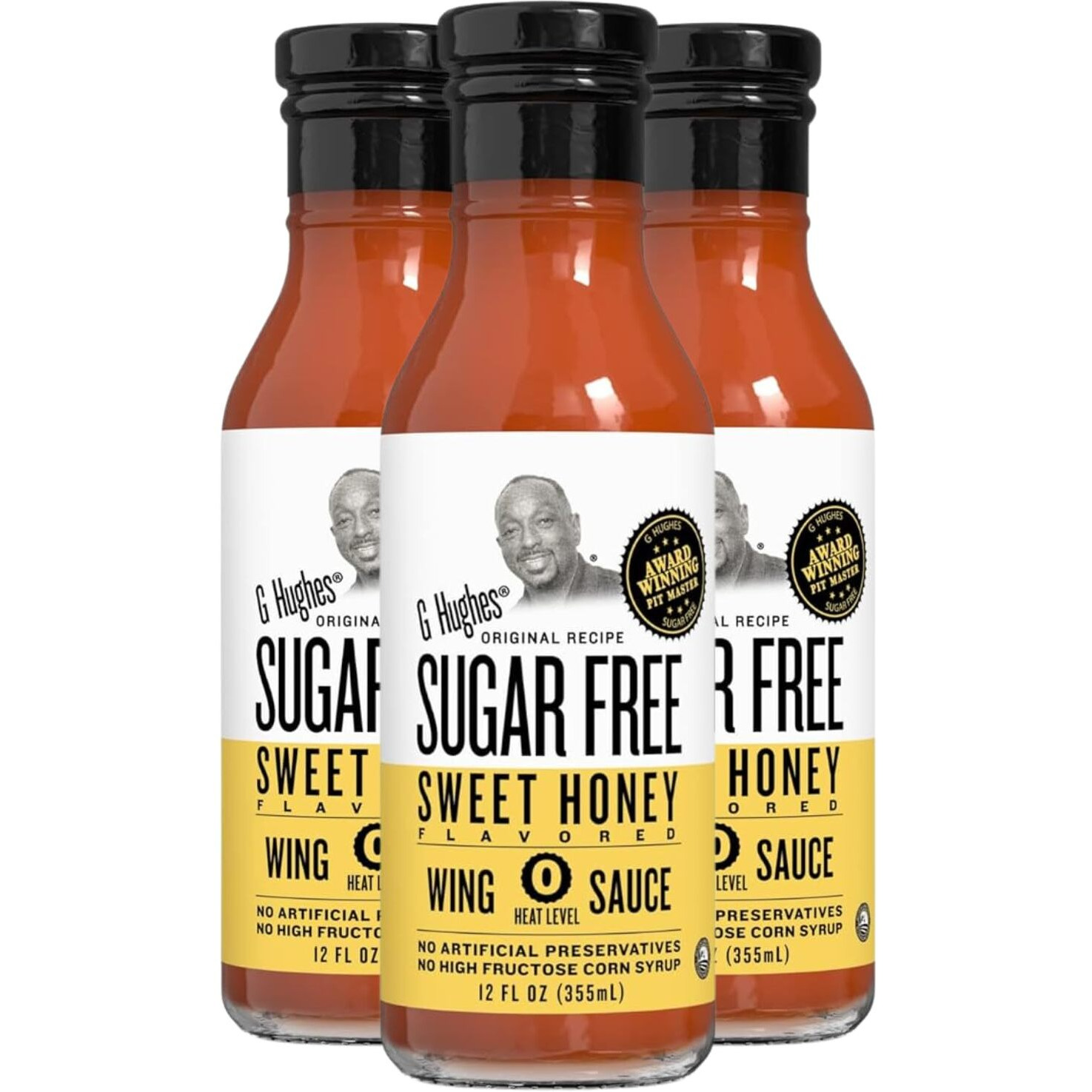 G Hughes Sugar Free, Sweet Honey Wing Sauce - Hot Honey Bbq Sauces, Honey Garlic Sauce, Sugar Free Barbecue Sauce, Gluten Free Barbecue Sauces, Keto Hot Honey Sauce, Bbq Honey - 12 Oz (3-Pack)