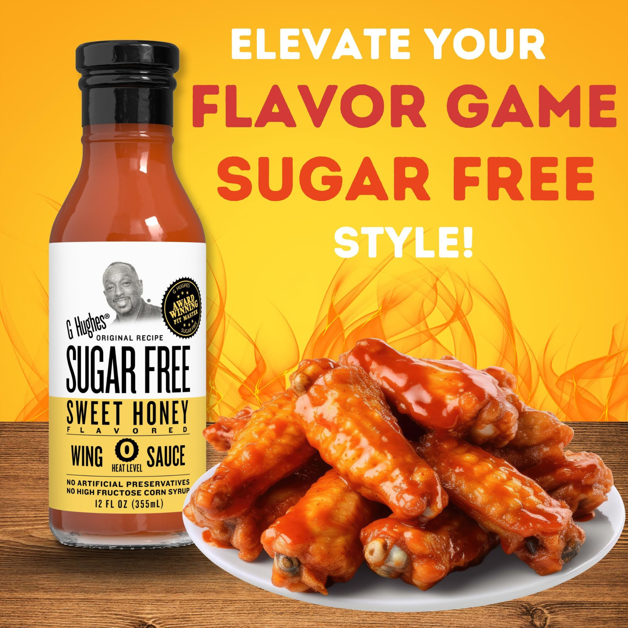 G Hughes Sugar Free, Sweet Honey Wing Sauce - Hot Honey Bbq Sauces, Honey Garlic Sauce, Sugar Free Barbecue Sauce, Gluten Free Barbecue Sauces, Keto Hot Honey Sauce, Bbq Honey - 12 Oz (3-Pack)